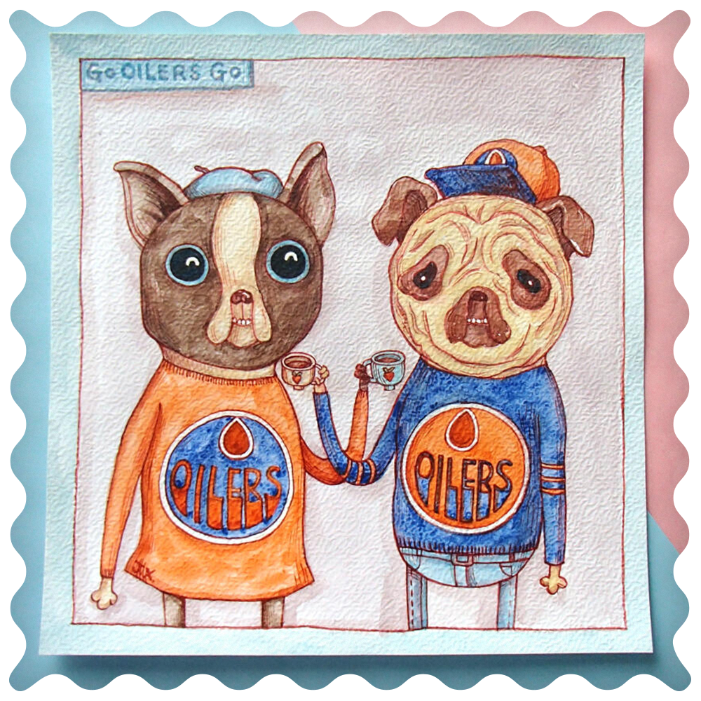 JanXPencil - Oilers Dog Watercolour