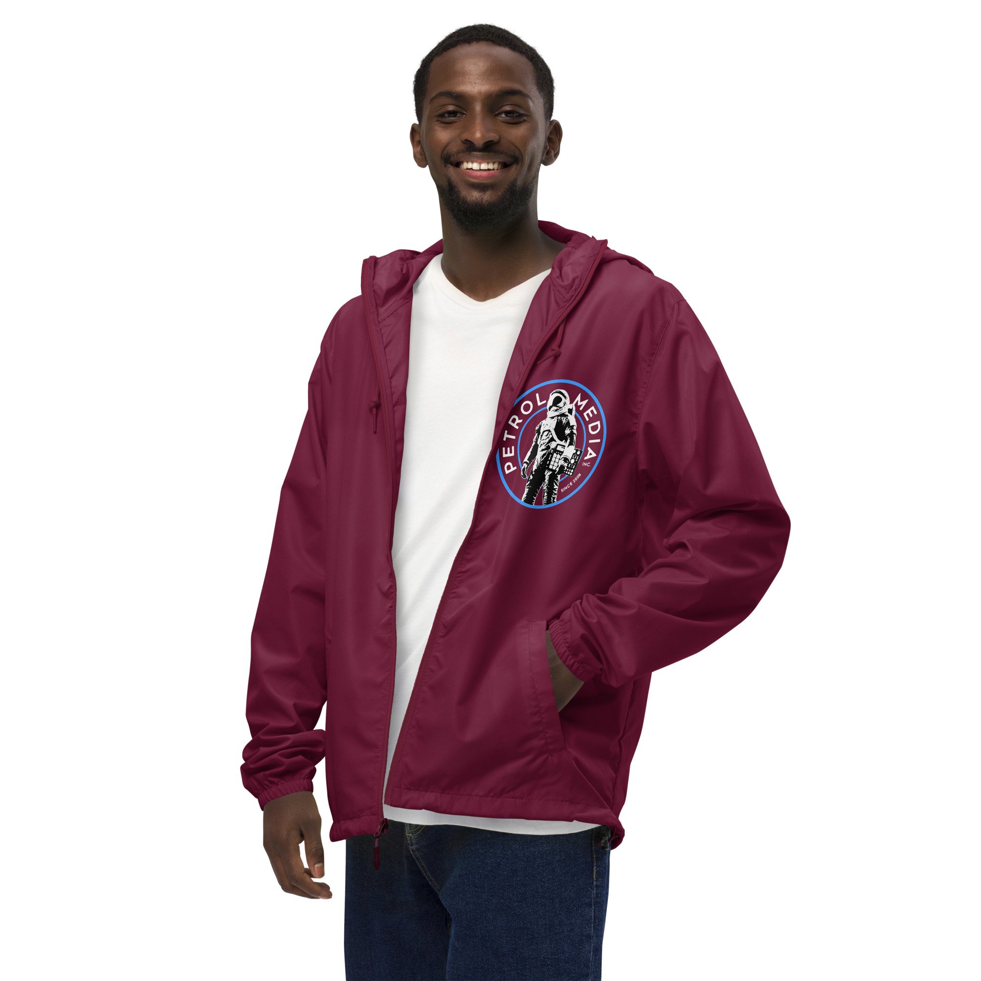 unisex-lightweight-zip-up-windbreaker-maroon-left-front-2-6773a5d2e5d2e.jpg