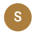A circular icon with a brown background and a white letter 'S' in the center.