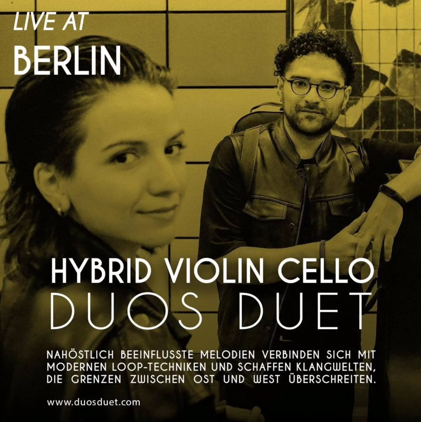✨ Exciting News! ✨
We&rsquo;re happy to invite you to a special night of Hybrid Violin &amp; Cello with Duos Duet and the debut of Majid Kazemi&rsquo;s first-ever Electrofusion show here in Berlin! 🎻🎶

📅 Date: Saturday, October 26, 2024
🕗 Time: 8