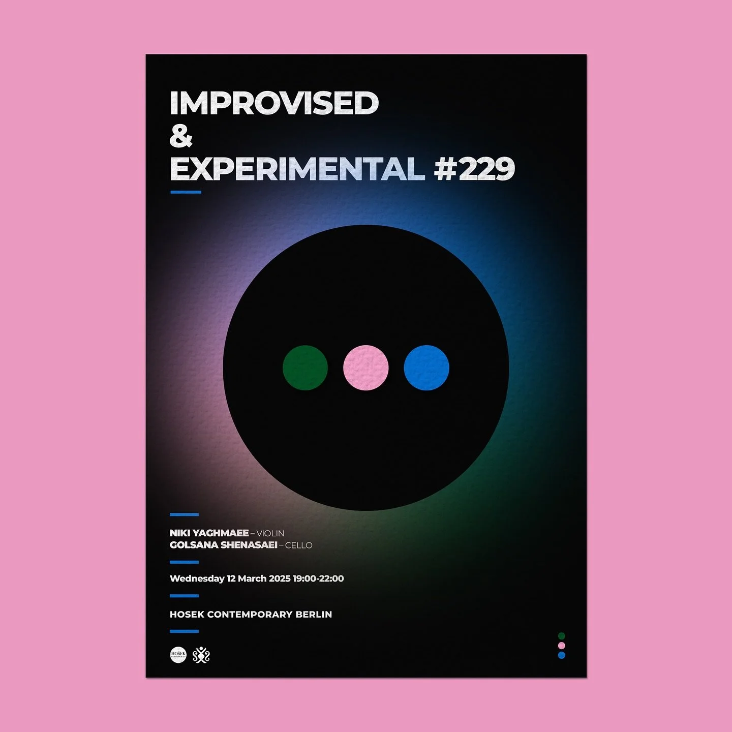 Pure improvisation, raw expression 🎻✨

Join us for a night of violin, cello, looping, and spoken word&mdash;where sound takes shape in the moment.

🗓 Wednesday, March 12, 2025
⏰ 7:30 PM &ndash; 10:30 PM
📍 Hosek Contemporary, Berlin

Part of Improv