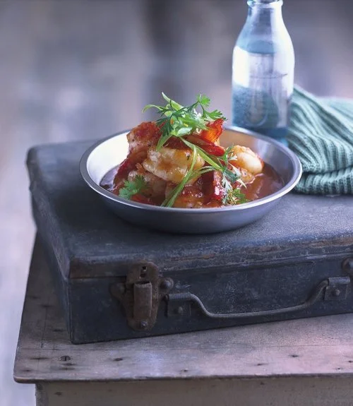 TÔM RIM - PRAWNS SAUTÉED WITH TOMATO, FISH SAUCE &amp; BLACK PEPPER