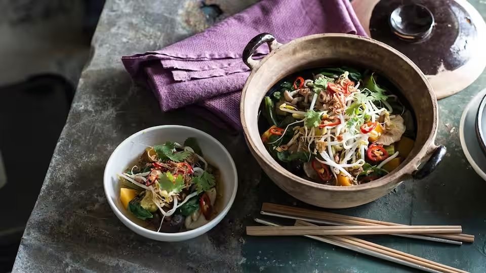 MUSHROOM HOT POT WITH SEASONAL VEGETABLES