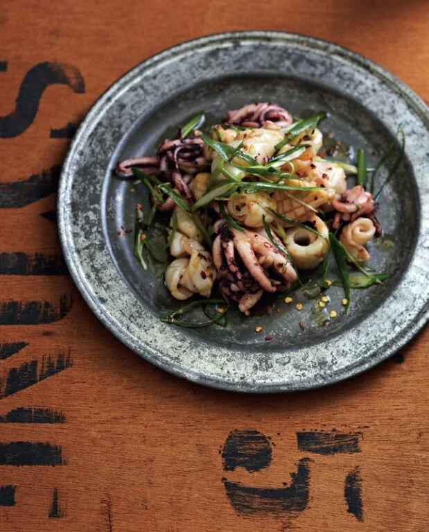 Squid Sautéed with Garlic, Chilli &amp; Spring Onions