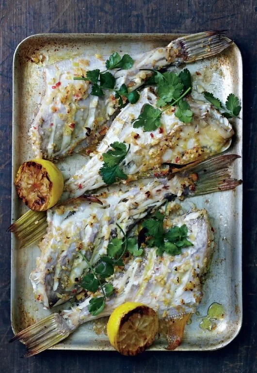 Leatherjacket Oven Roasted with Lemongrass &amp; Garlic