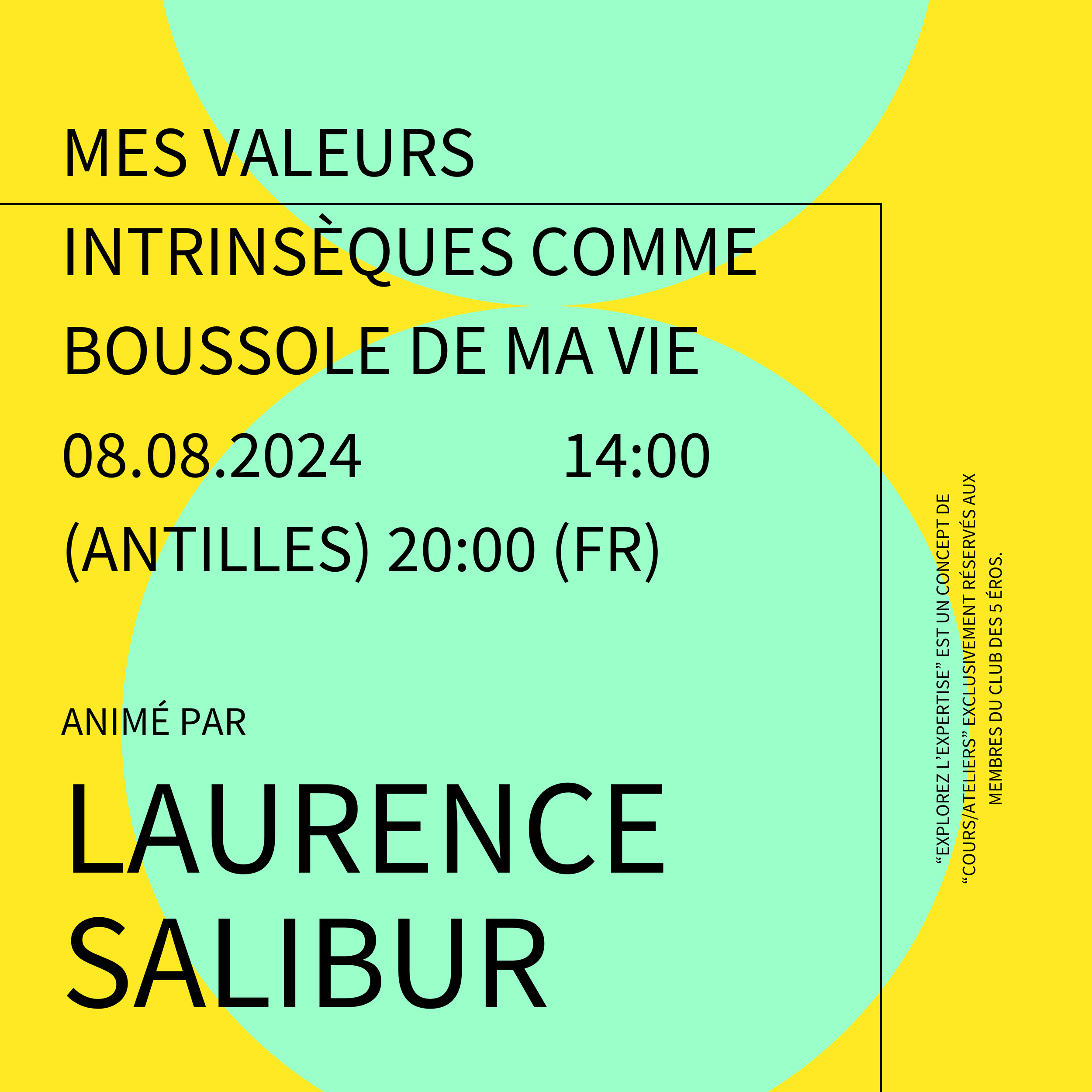 Explorez l'Expertise : MES VALEURS INTRINSÈQUES COMME BOUSSOLE DE MA VIE (animé par Laurence SALIBUR)