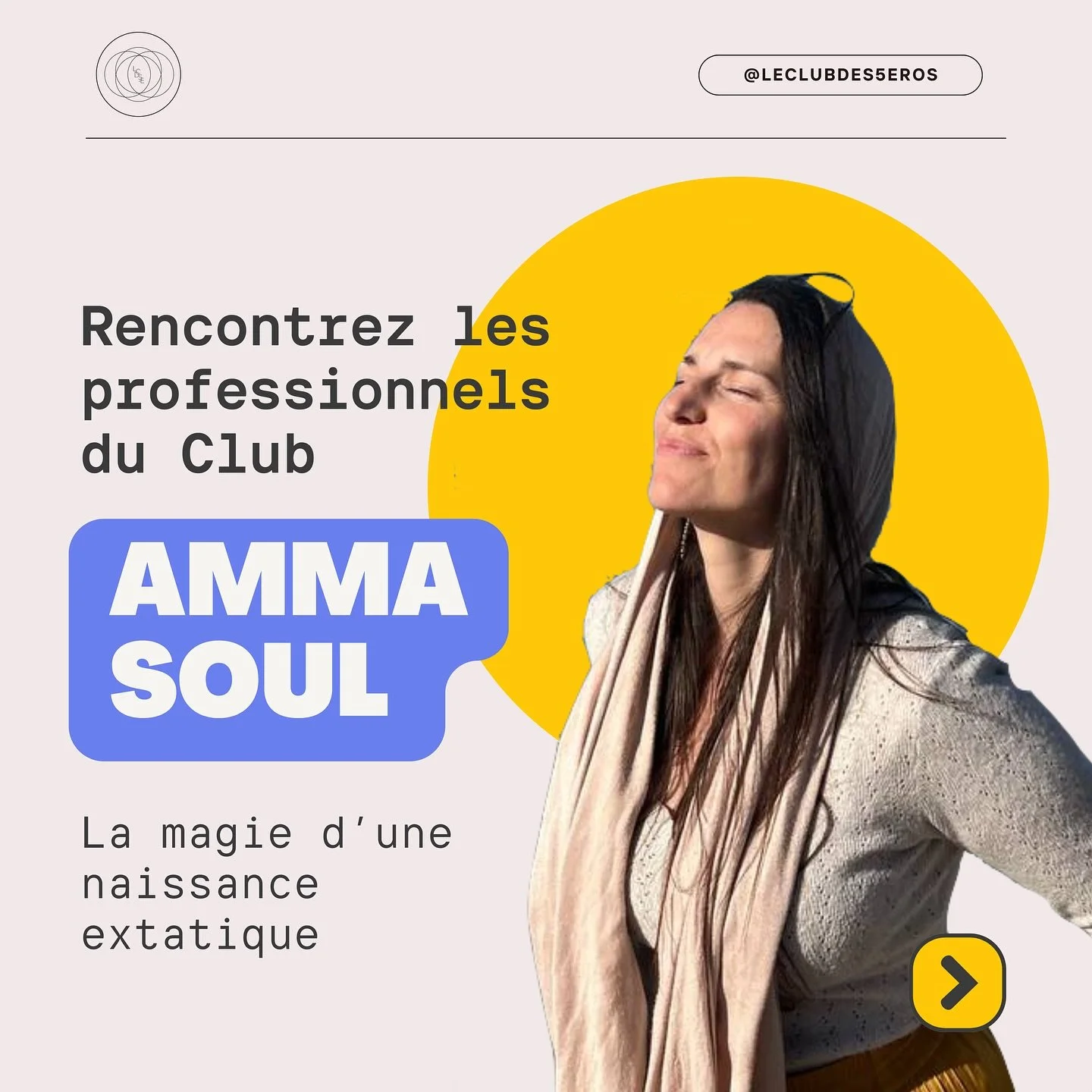 ✨ D&eacute;couvre Amma Soul, une figure essentielle du Club des 5 &Eacute;ros ✨

Amma, maman de trois enfants et th&eacute;rapeute holistique, apporte une expertise unique au sein du Club des 5 &Eacute;ros en tant qu&rsquo;accompagnante p&eacute;rina