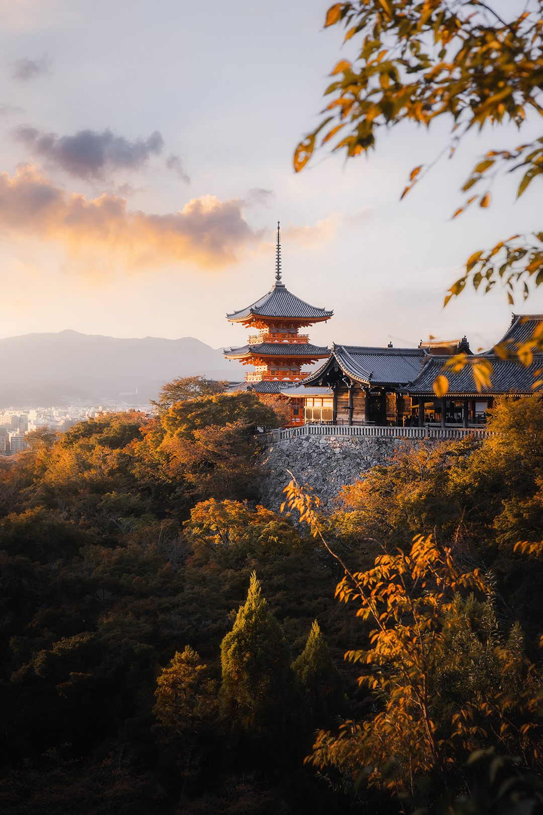 Kyoto temple at sunrise