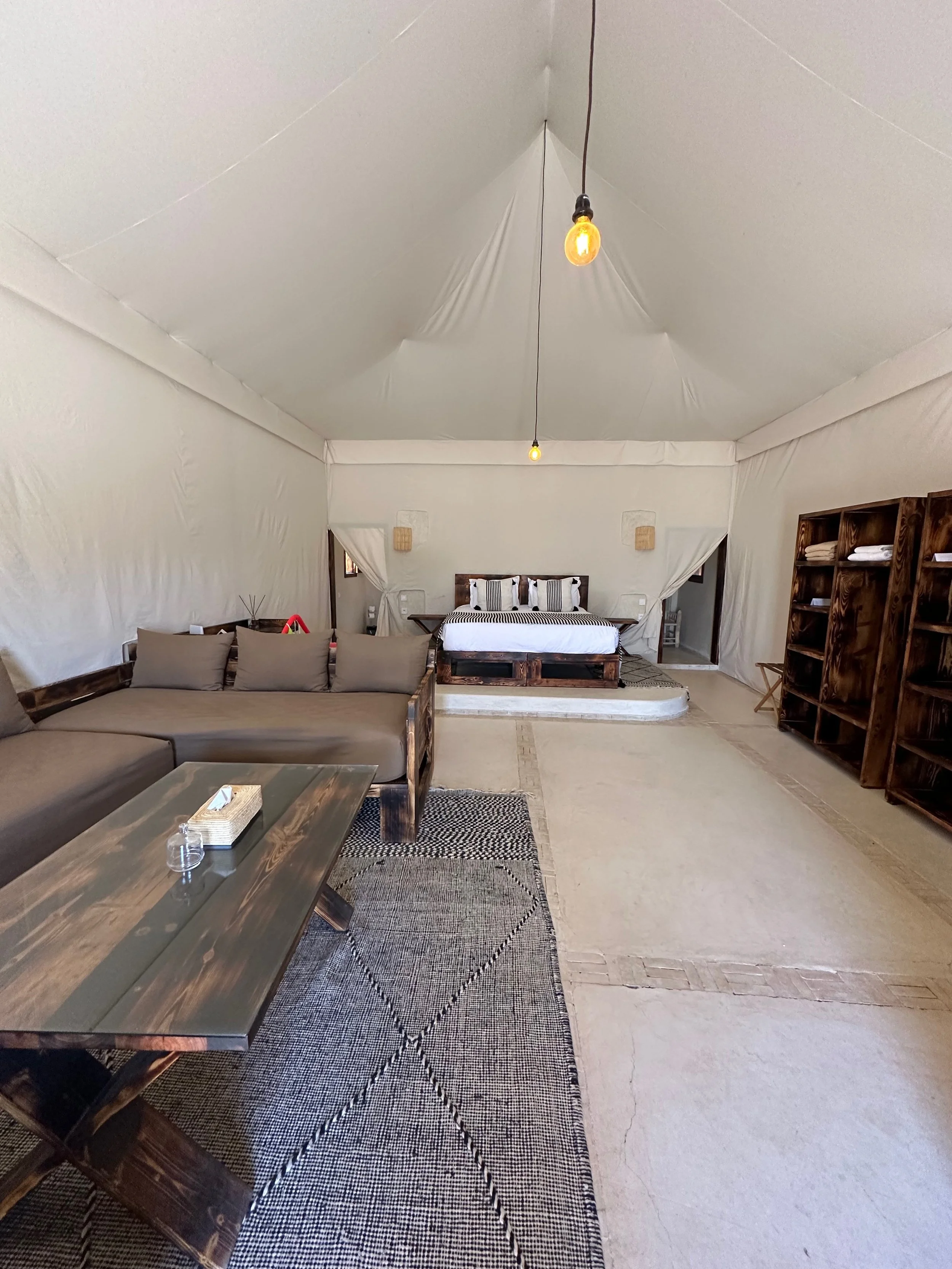 Inside of tent in Agafay Desert