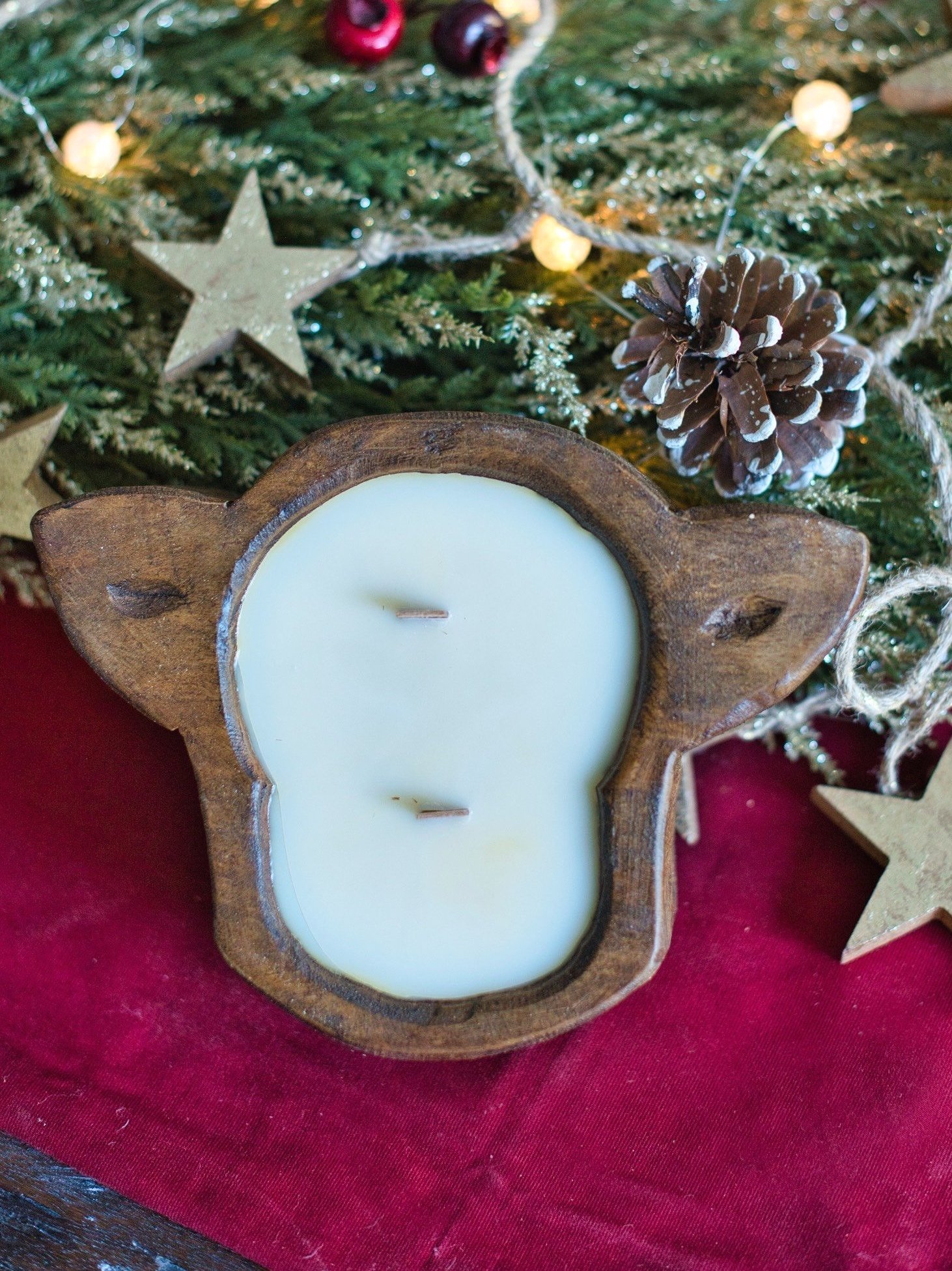 Mini Cow Reclaimed Wood Holiday Candle
