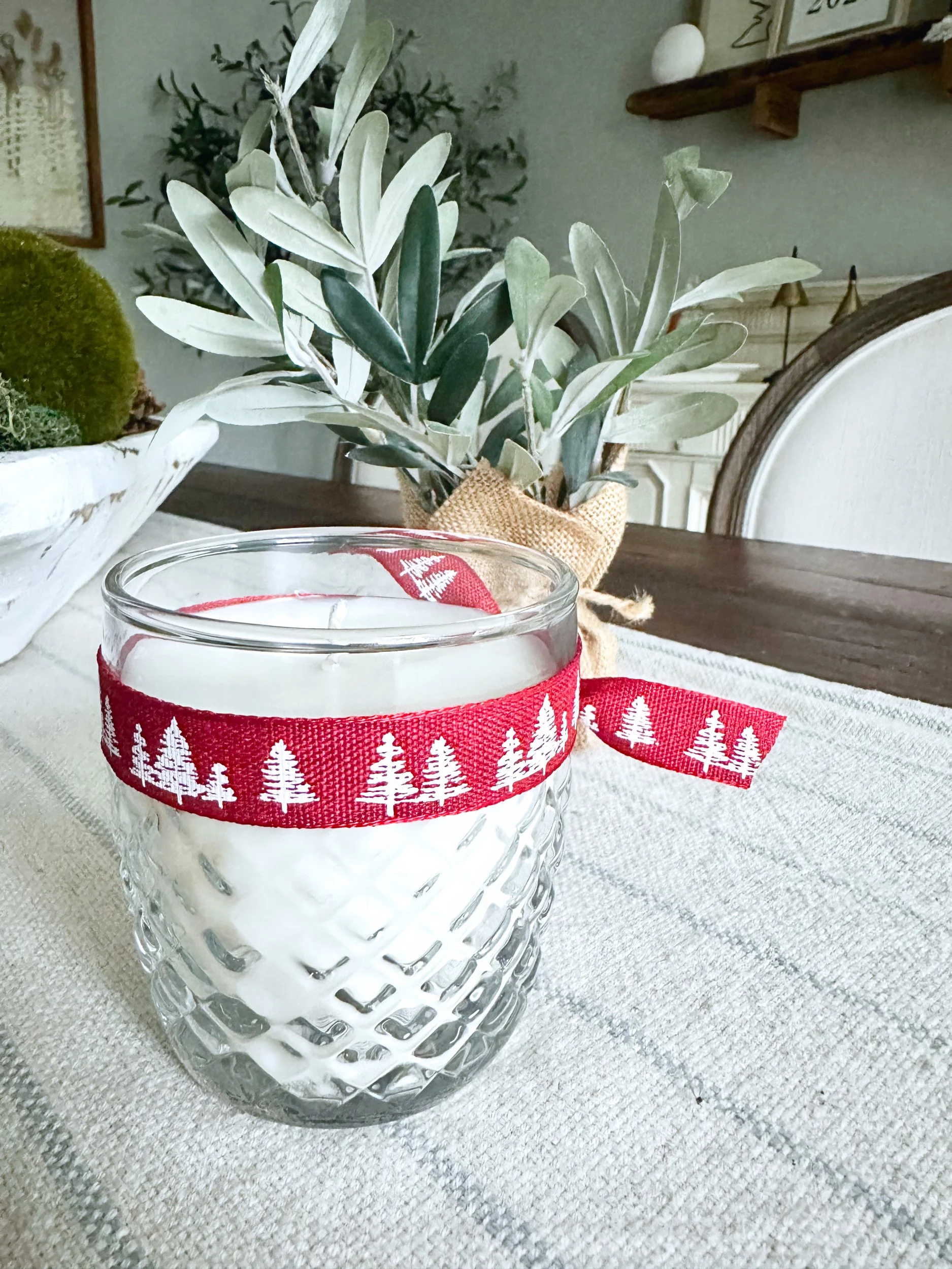 Etched Glass Holiday Candle