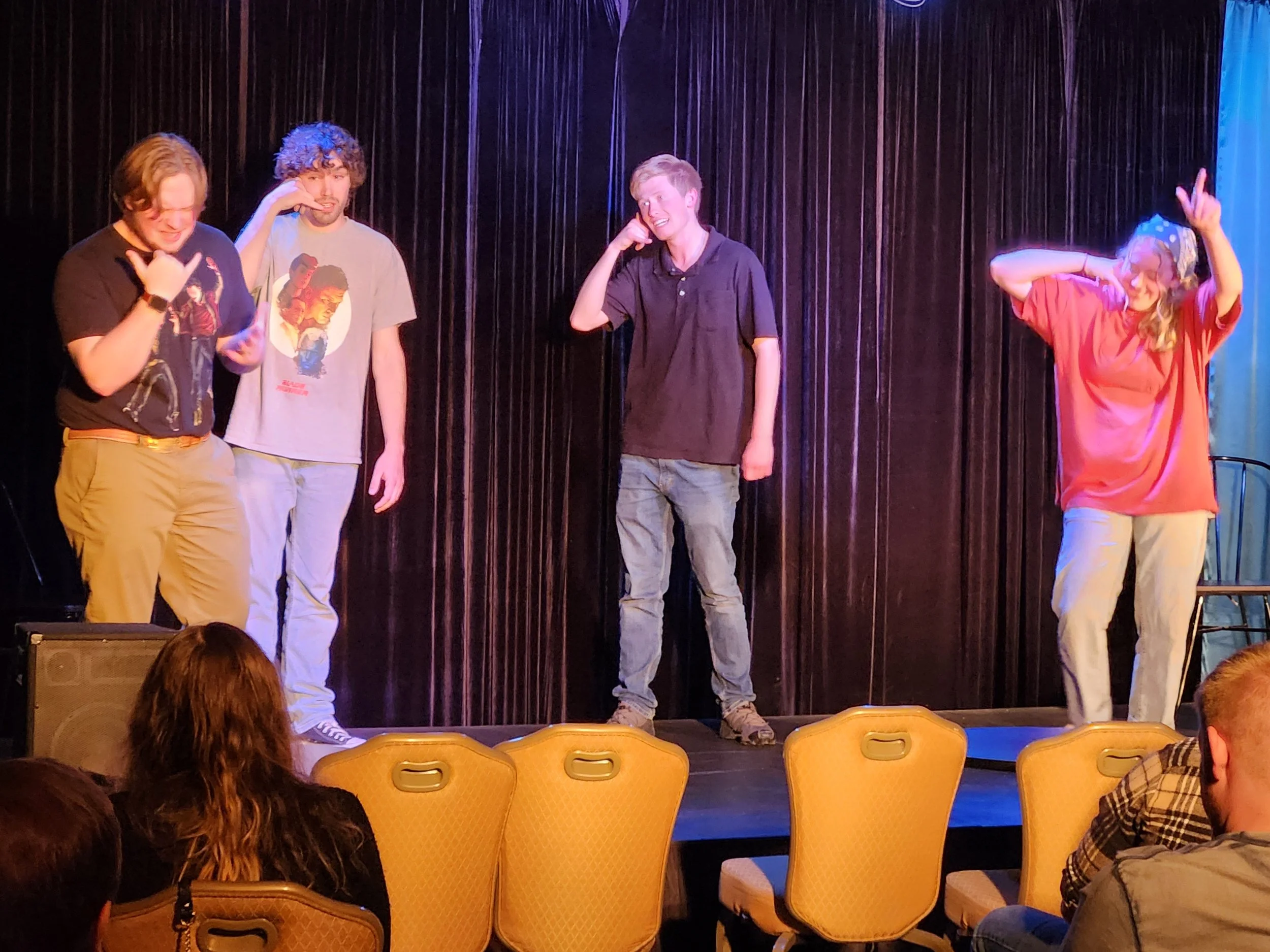 Adults practicing improv to build creativity and confidence