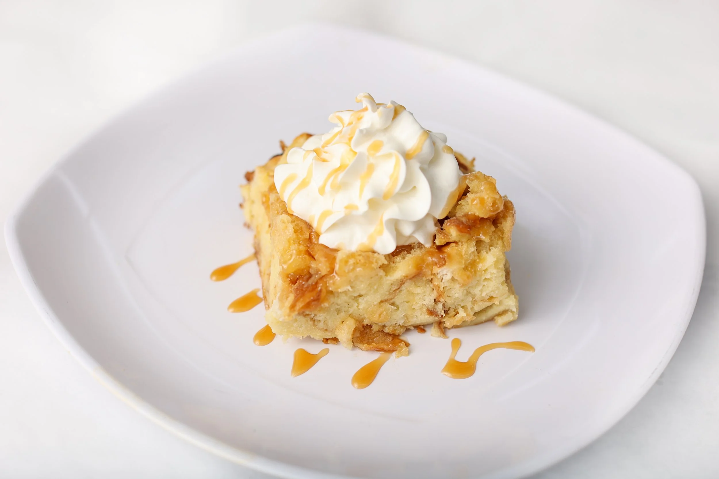 Warm Carmel bread pudding 