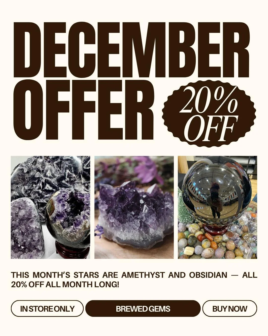 End of the Year Crystal and Cards at Brewed Gems 