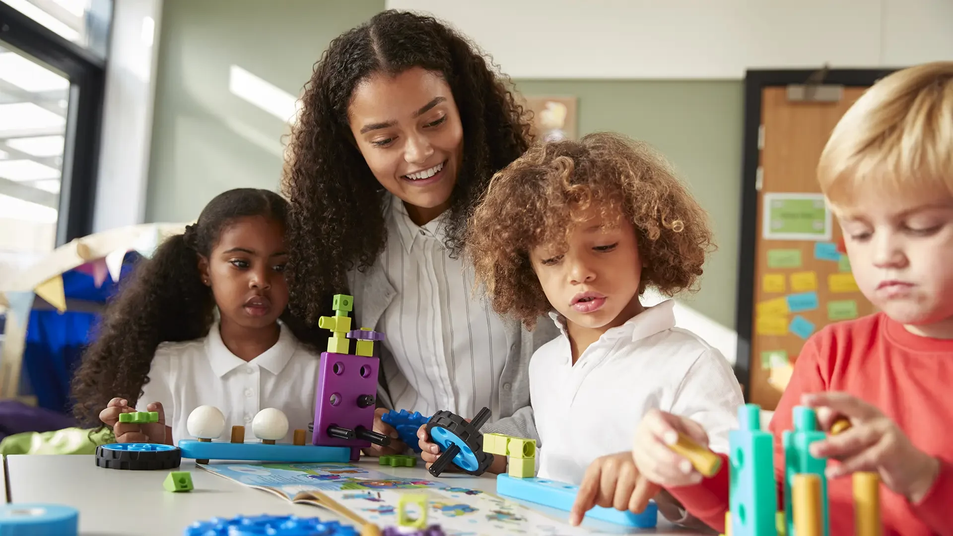 Preschool teacher with kids