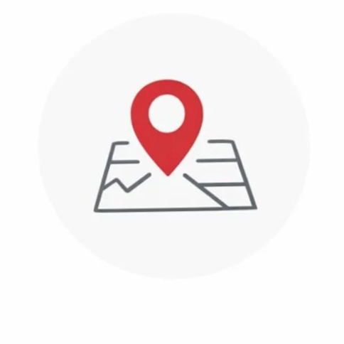 Map icon with a red location pin on a simplified map outline