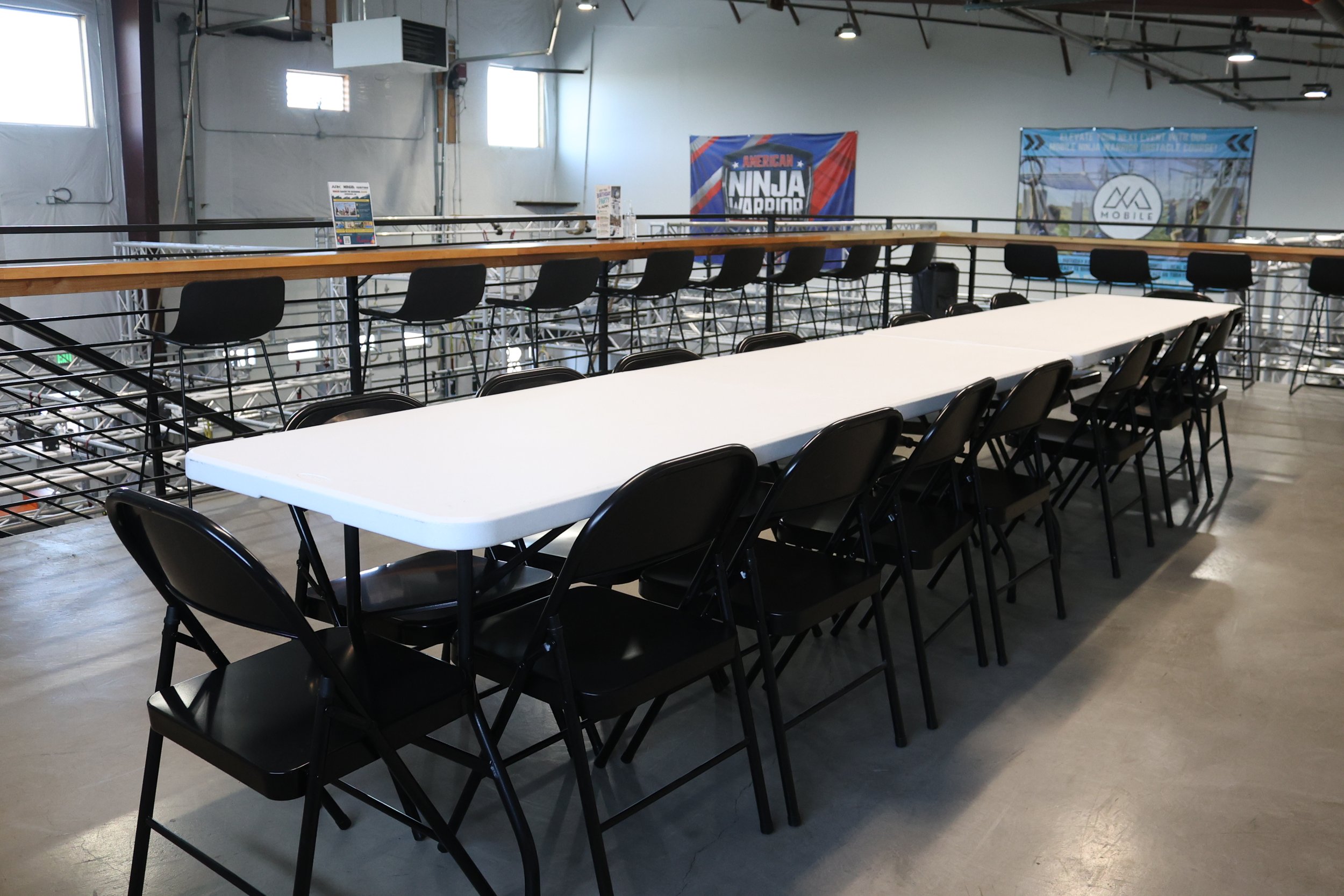Mezzanine at Ark Ninja for parents and siblings to watch practice and get work done