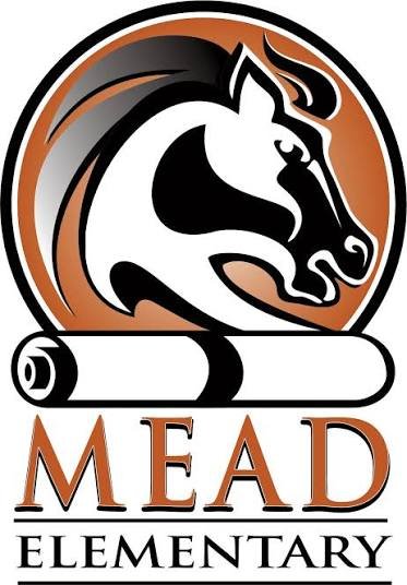 Logo featuring a stylized horse head above a rolled scroll with the text 'MEAD ELEMENTARY' beneath.