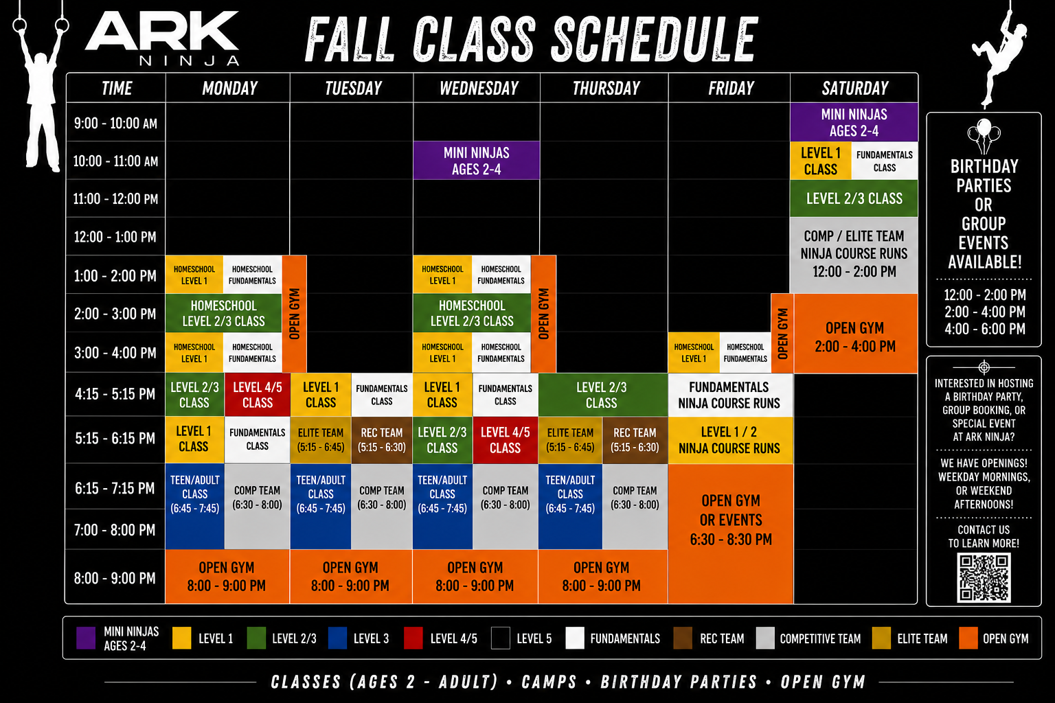 Ark Ninja Fall 2026 Updated Calendar