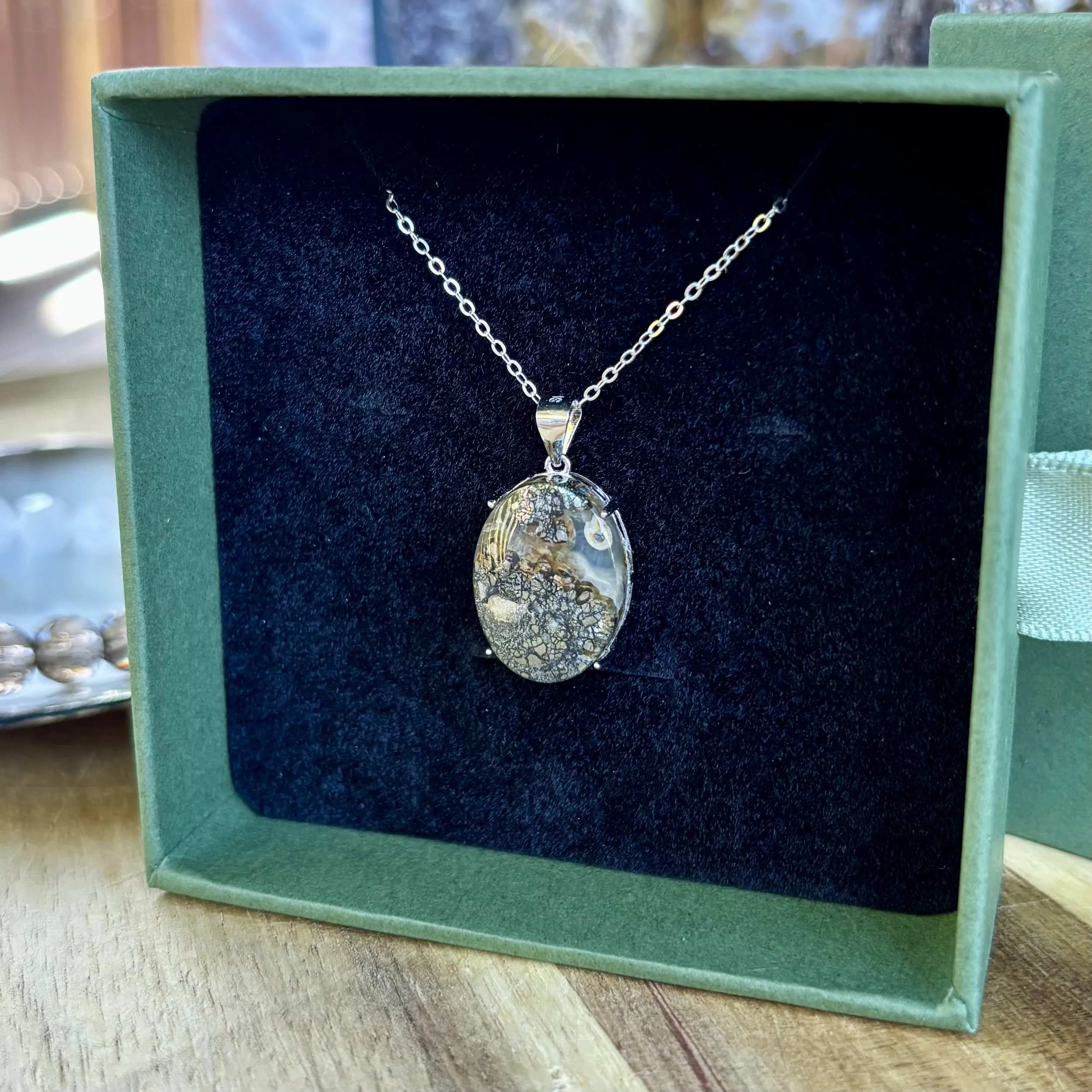 Scenic Marcasite Oval Pendant