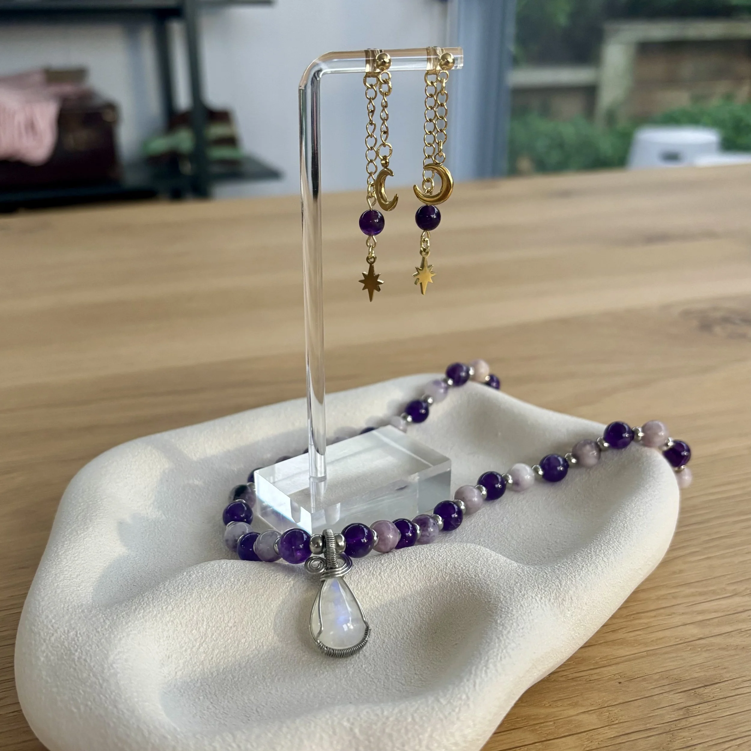 Nia Custom Order - Earrings & Beaded Neclace