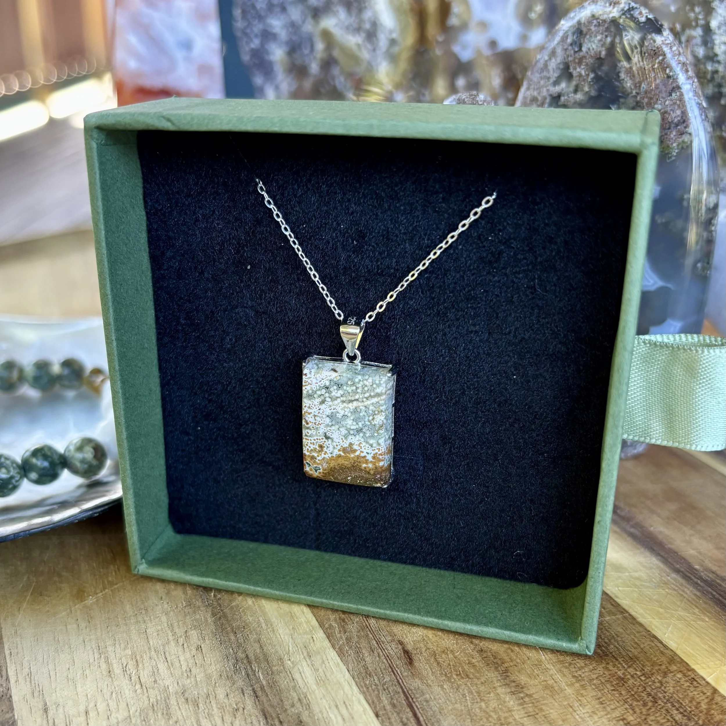 Scenic Orbicular Jasper Rectangle Pendant
