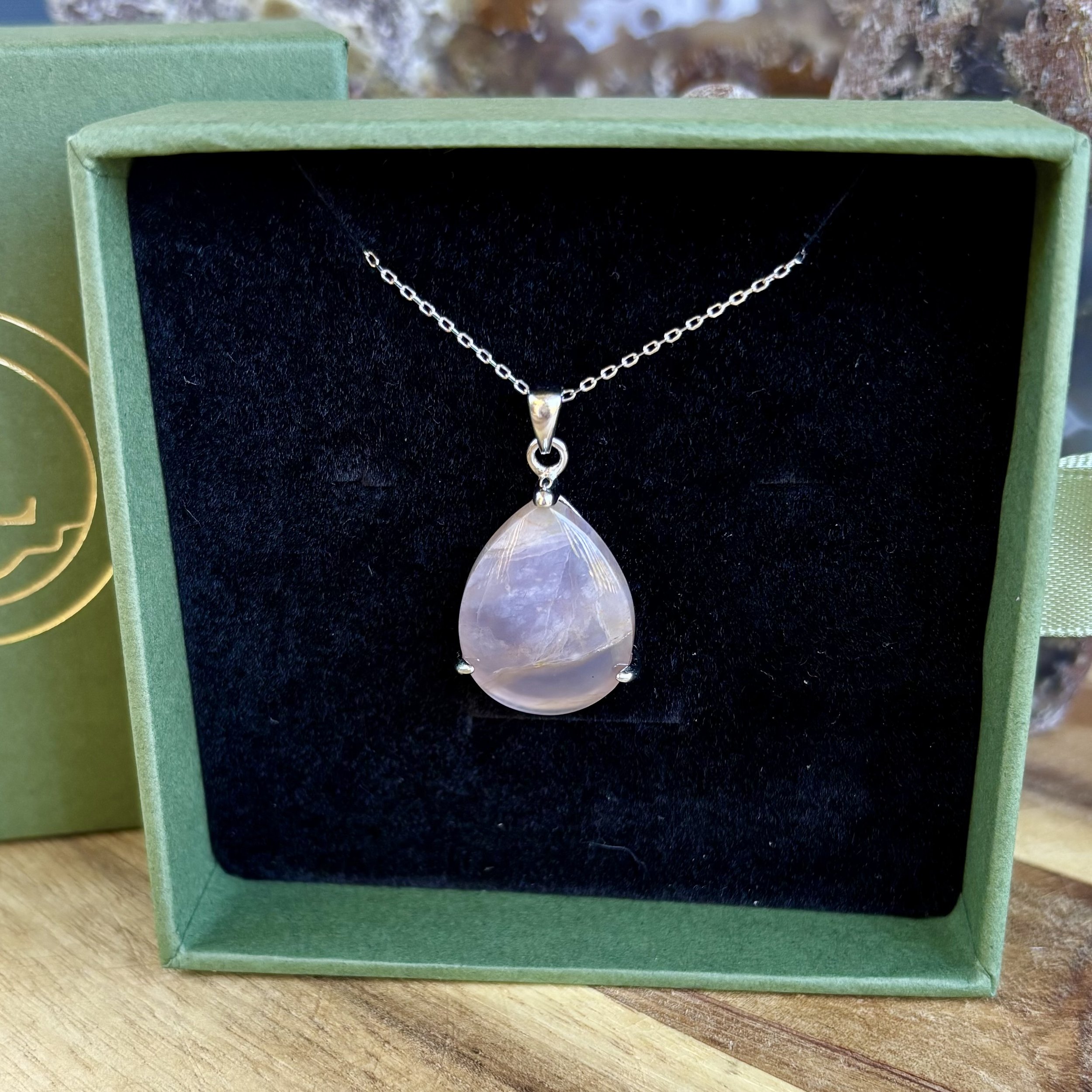 Scenic Purple Chalcedony Raindrop Pendant