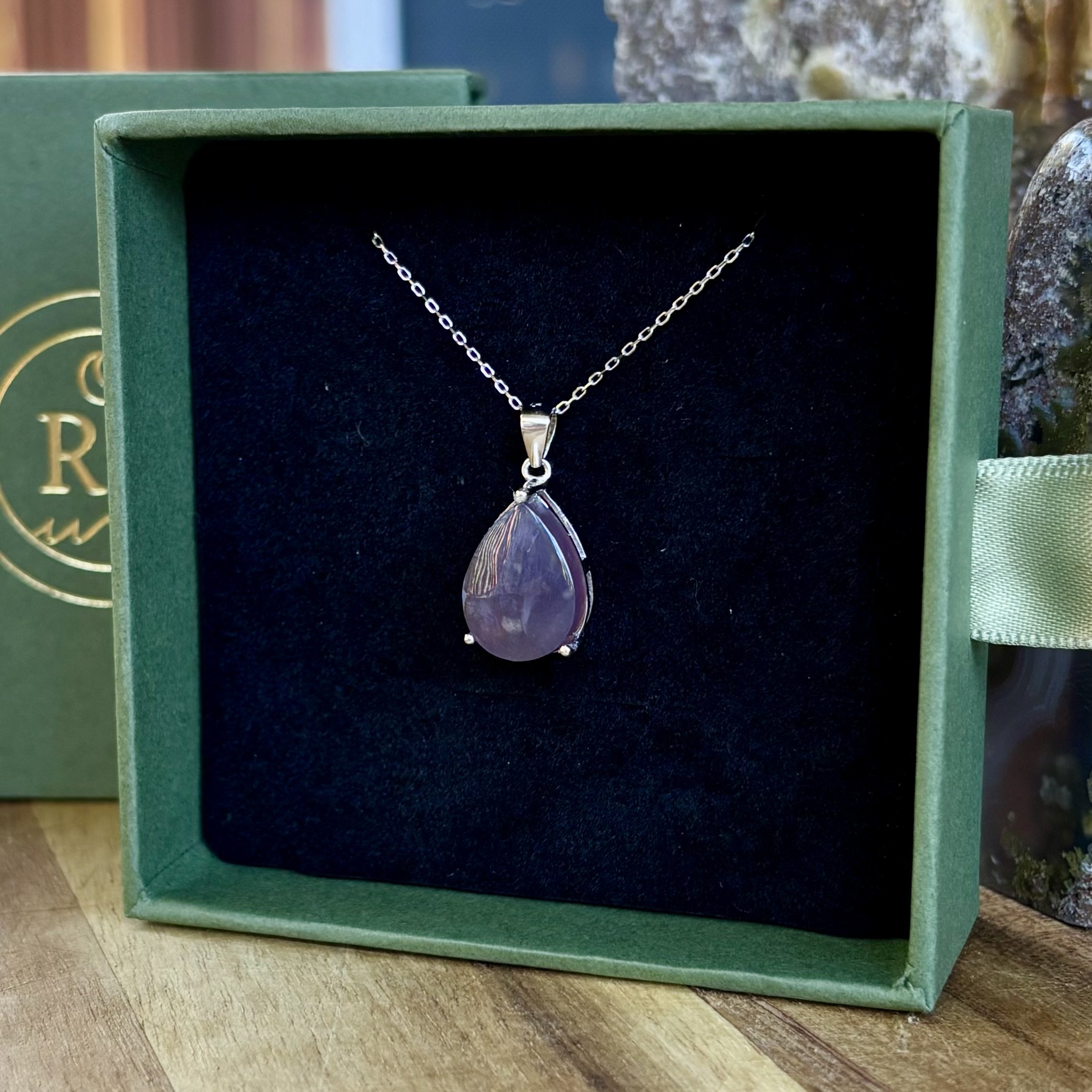 Scenic Purple Chalcedony Small Raindrop Pendant
