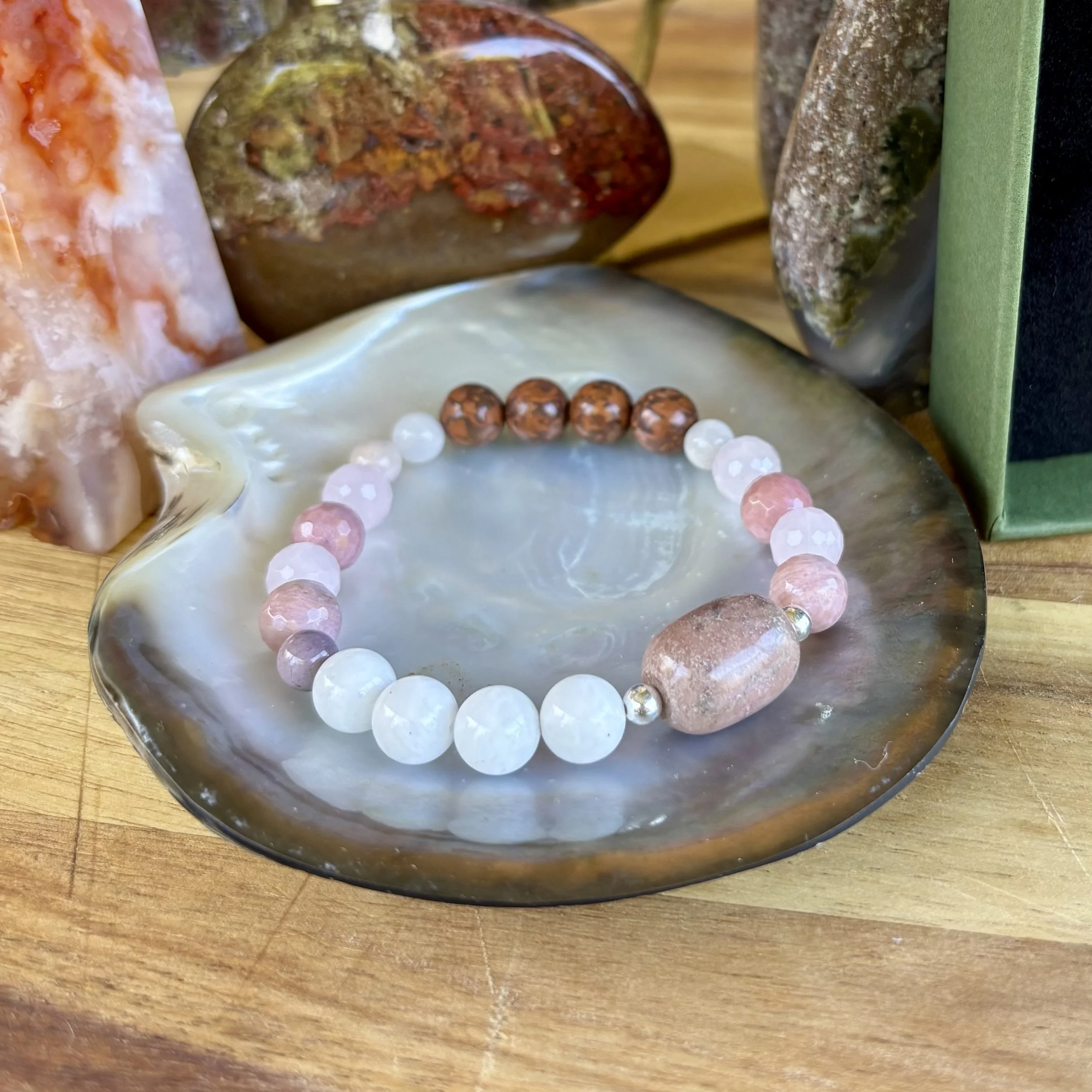 Scenic Pink Orbicular Jasper-Inspired Bracelet
