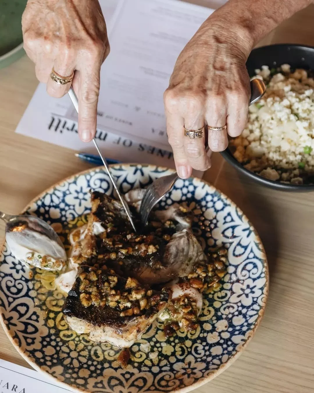 A special treatment of Cone Bay Barramundi for our recent Cabin Fever event. 
We usually serve it with fava bean hummus, fermented cabbage, celery leaves and chermoula ~ *chef's kiss*
Thanks again to everyone who joined at Ember and Mezze ~ we