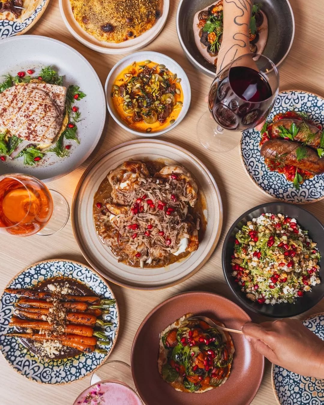 A feast for the eyes and belly 🍴😋
Flavour always comes first, says Dan. But if there's an opportunity to add a vibrant dash of colour, he'll always do it. 
Jewel-like pomegranate seeds, rich green pistachios or a generous scatter of green herbs bri