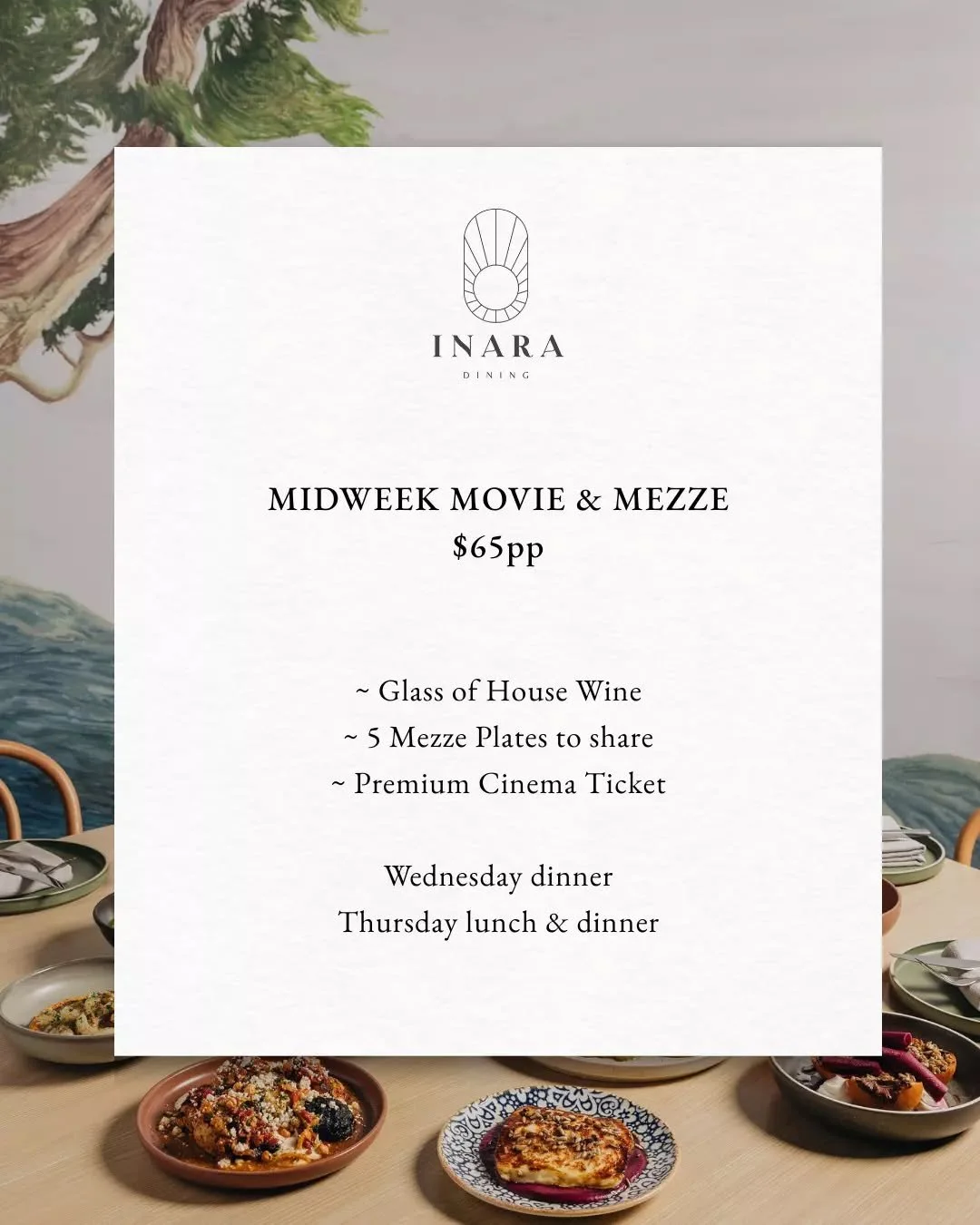 Wuthering Heights ~ have you seen it yet? Here's your excuse to go...

🍴 Midweek Movie &amp; Mezze ~ available every Wednesday dinner and Thursday lunch and dinner🍿

$65pp includes a glass of house wine, 5 mezze plates to share and a premium ticket