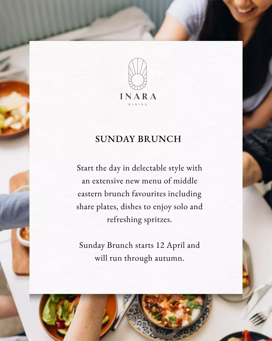 Sunday Brunch starts this weekend ✨
Start the day in delectable style with an extensive new menu of Middle Eastern brunch favourites including share plates, dishes to enjoy solo and refreshing spritzes.

Sunday Brunch starts 9am this Sunday 12 April 