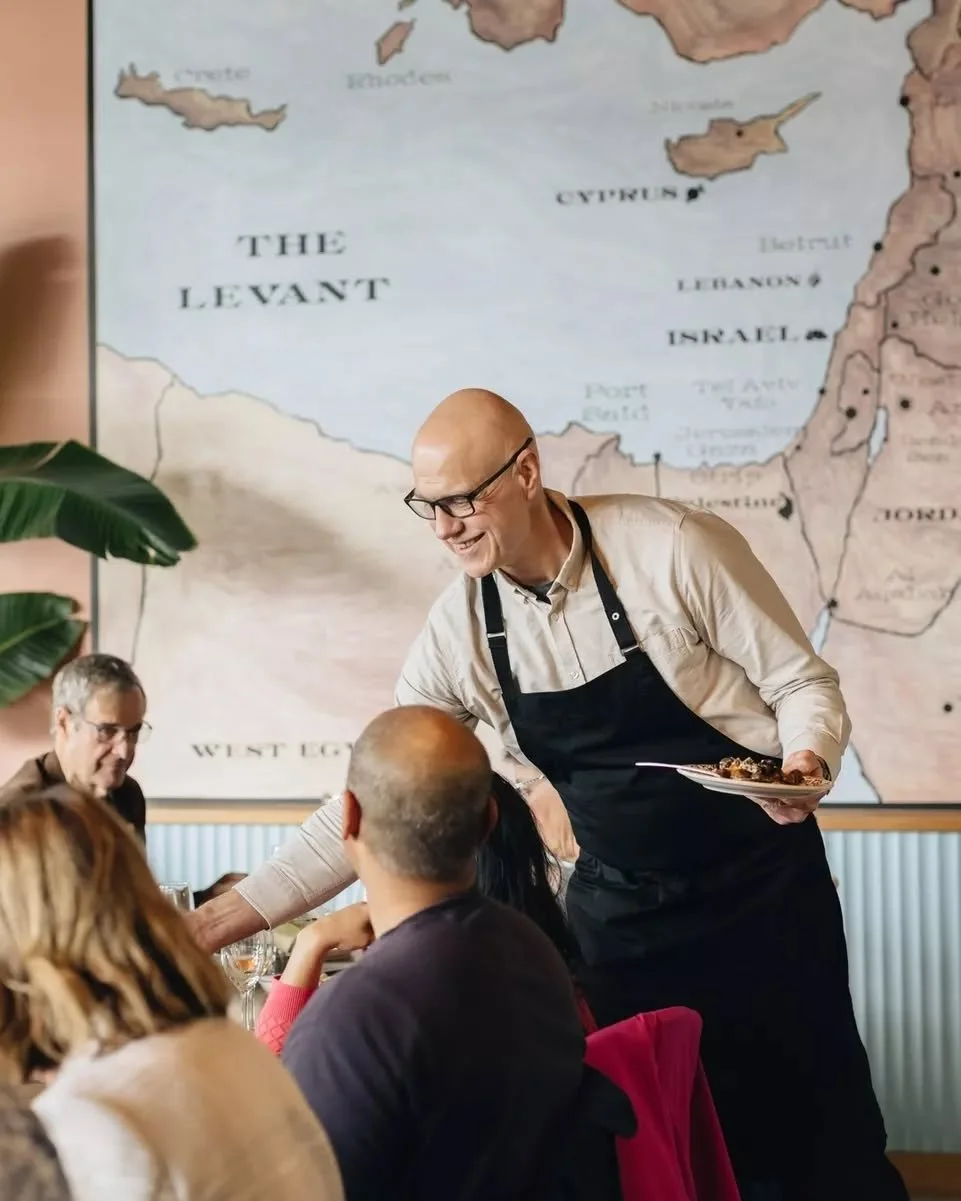 Good food tastes better when it comes with a smile.
Chef Dan Johnson ~ co-owner, obsessive Middle Eastern food explorer, and the person most likely to appear at your table to make sure you try the scallop.

Lunch and dinner this week ~ book the link 