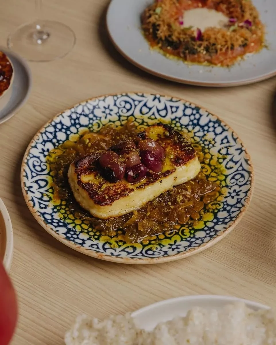 Halloumi like you've never had it.

Seared golden, finished with pickled fennel jam, charred grapes, fennel oil and a pistachio crumb. Sweet. Salty. Smoky. All at once.

On the Autumn menu ~ mezze to share (or not).