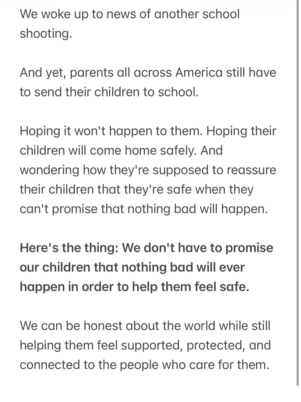 I&rsquo;m not a gun violence prevention expert but I am a child life specialist, therapist, mass shooting survivor, and mom. 

I care about this and I imagine you do too. 

I know that something needs to change. I know that firearms are the leading c