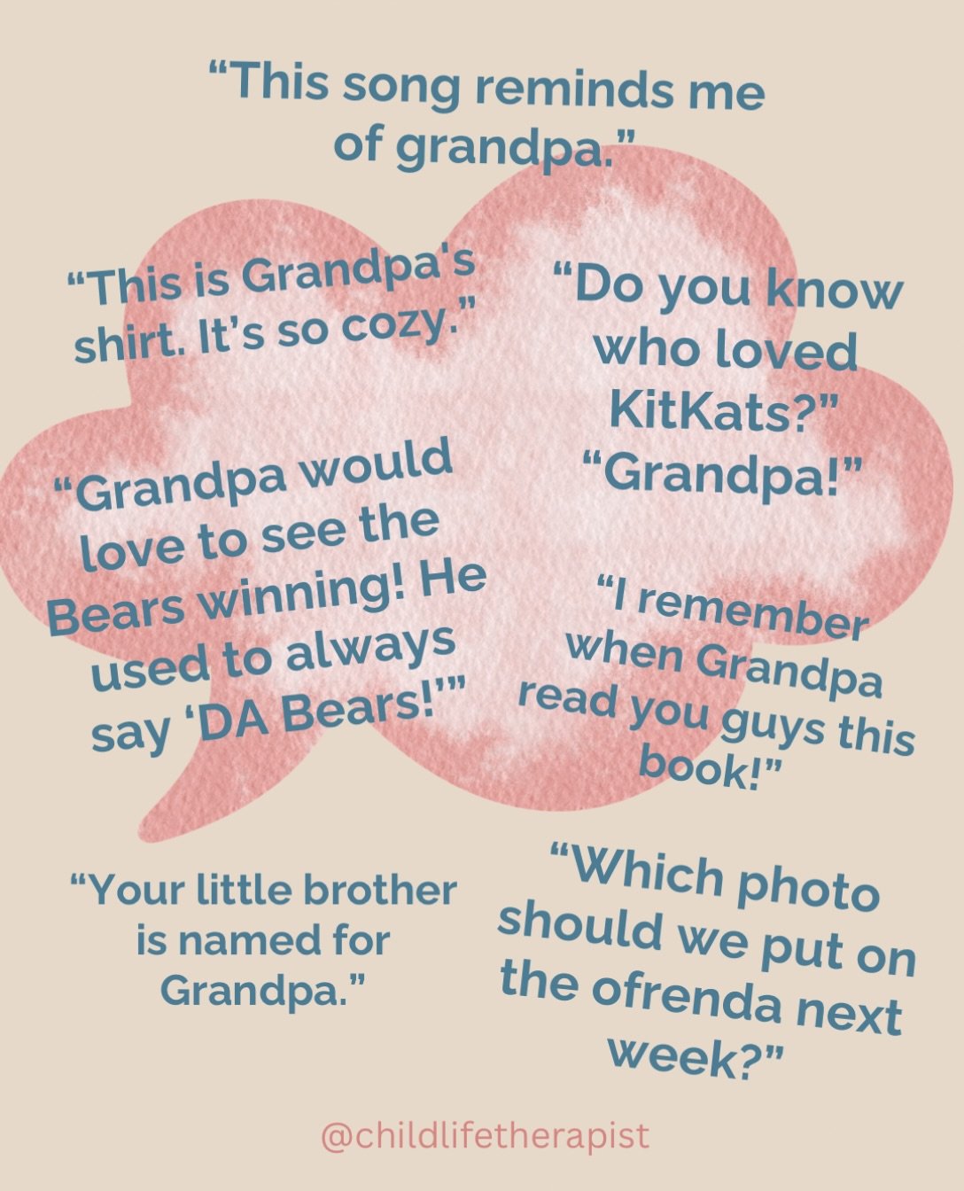 &ldquo;Death ends a life, not a relationship.&rdquo; &mdash; Tuesdays with Morrie by Mitch Albom

When it comes to young children, one of the most natural ways to keep someone&rsquo;s memory and connection alive is to simply talk about them.

This we