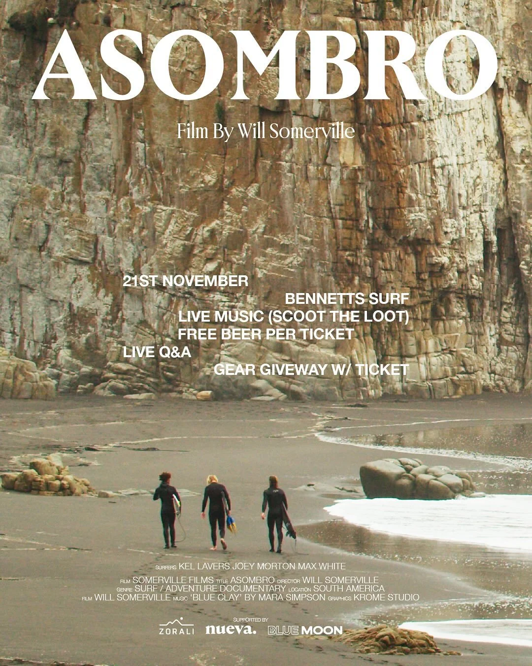 LIVE FILM PREMIERE: &ldquo;ASOMBRO&rdquo;
Supported by @zorali @nueva.australia @bluemoonsurfshop 

📍Bennett Surf, Brookvale NSW
⏰ 21st Nov - Doors Open 6:30PM
🍺 Free Drink Per Ticket @freshwater_brewing 
🎶 @scoottheloot Live
🎉 Zorali + Nueva gea