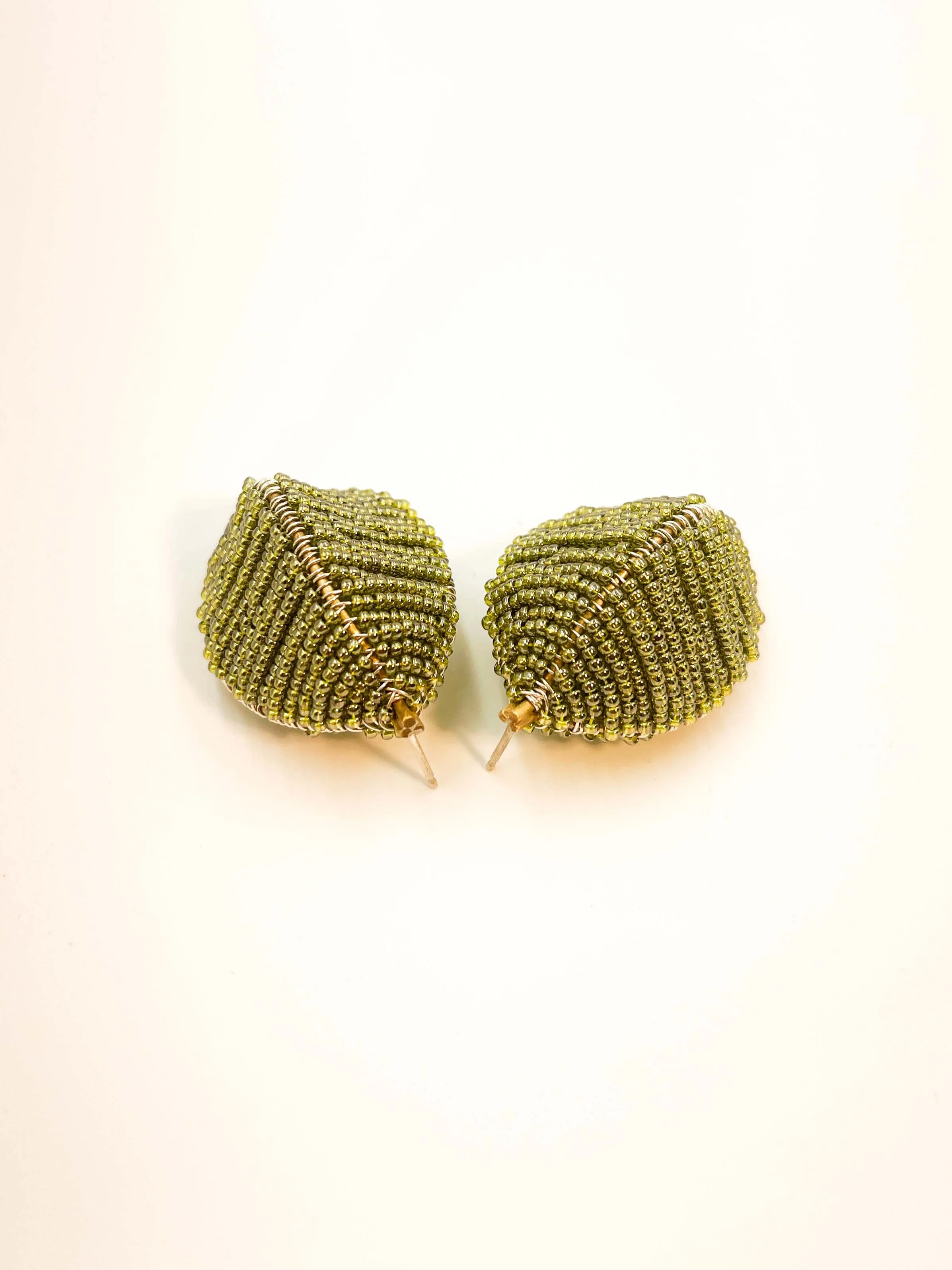 Green Beaded Earrings