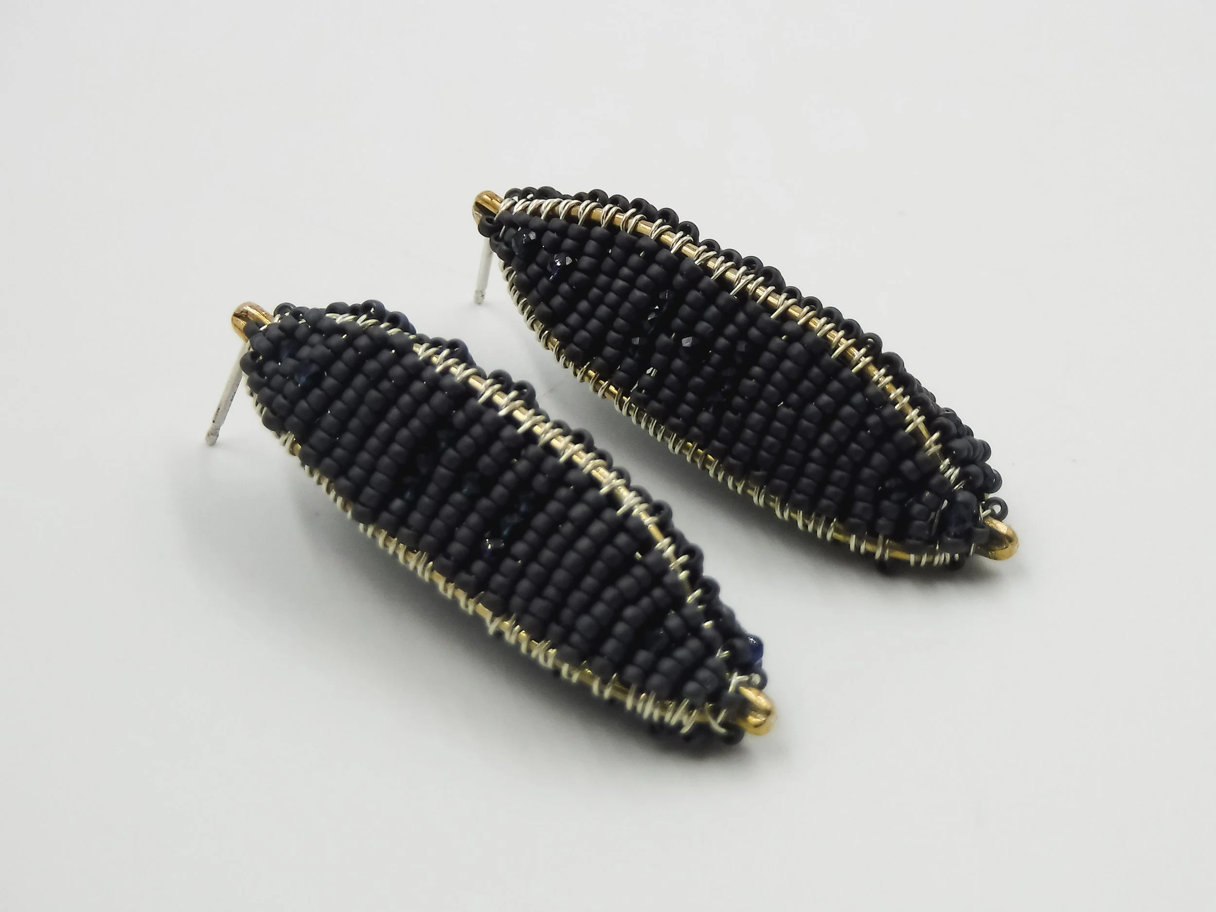 Grey and Gemstone Beaded Earrings