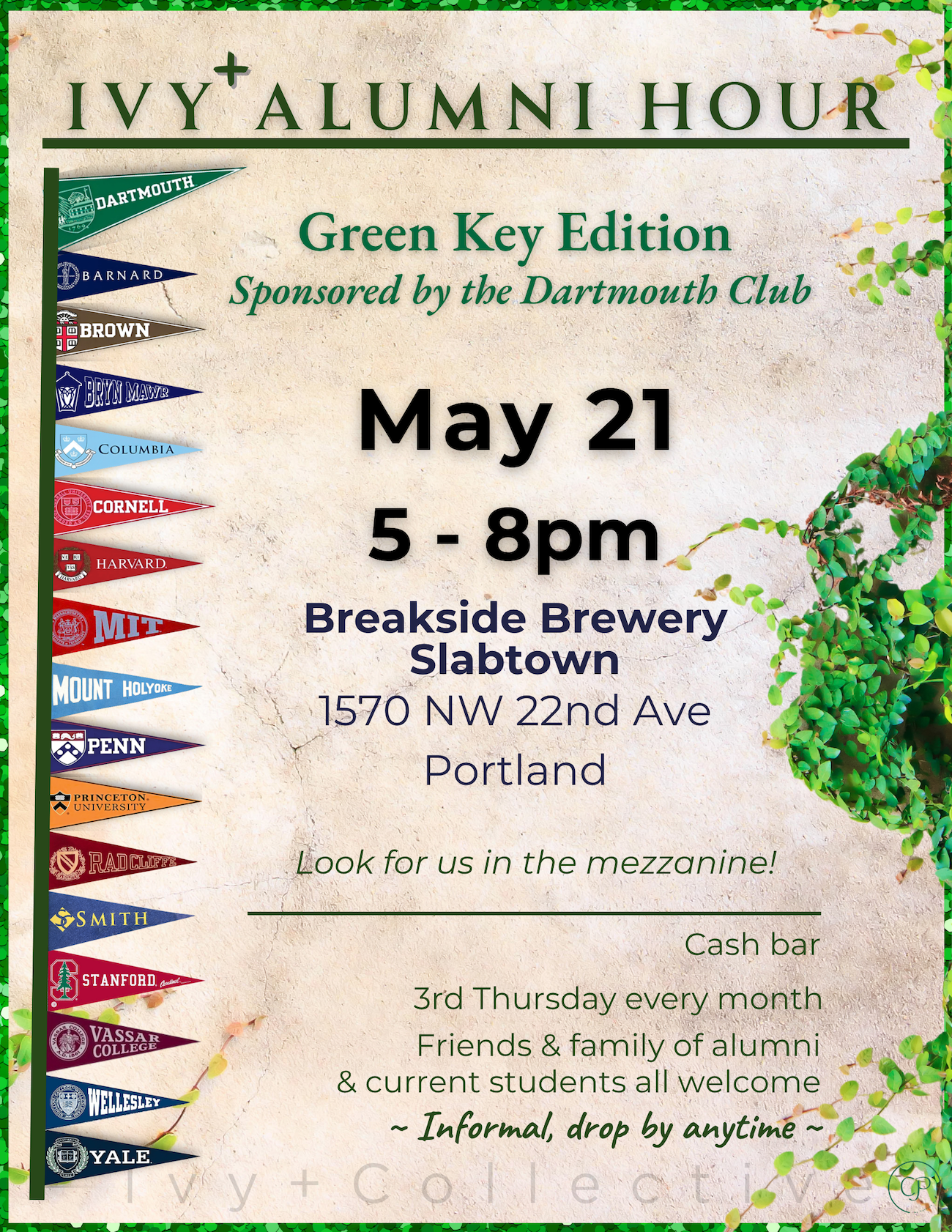 Dartmouth Club of Oregon Sponsors its First Ivy+ Happy Hour !