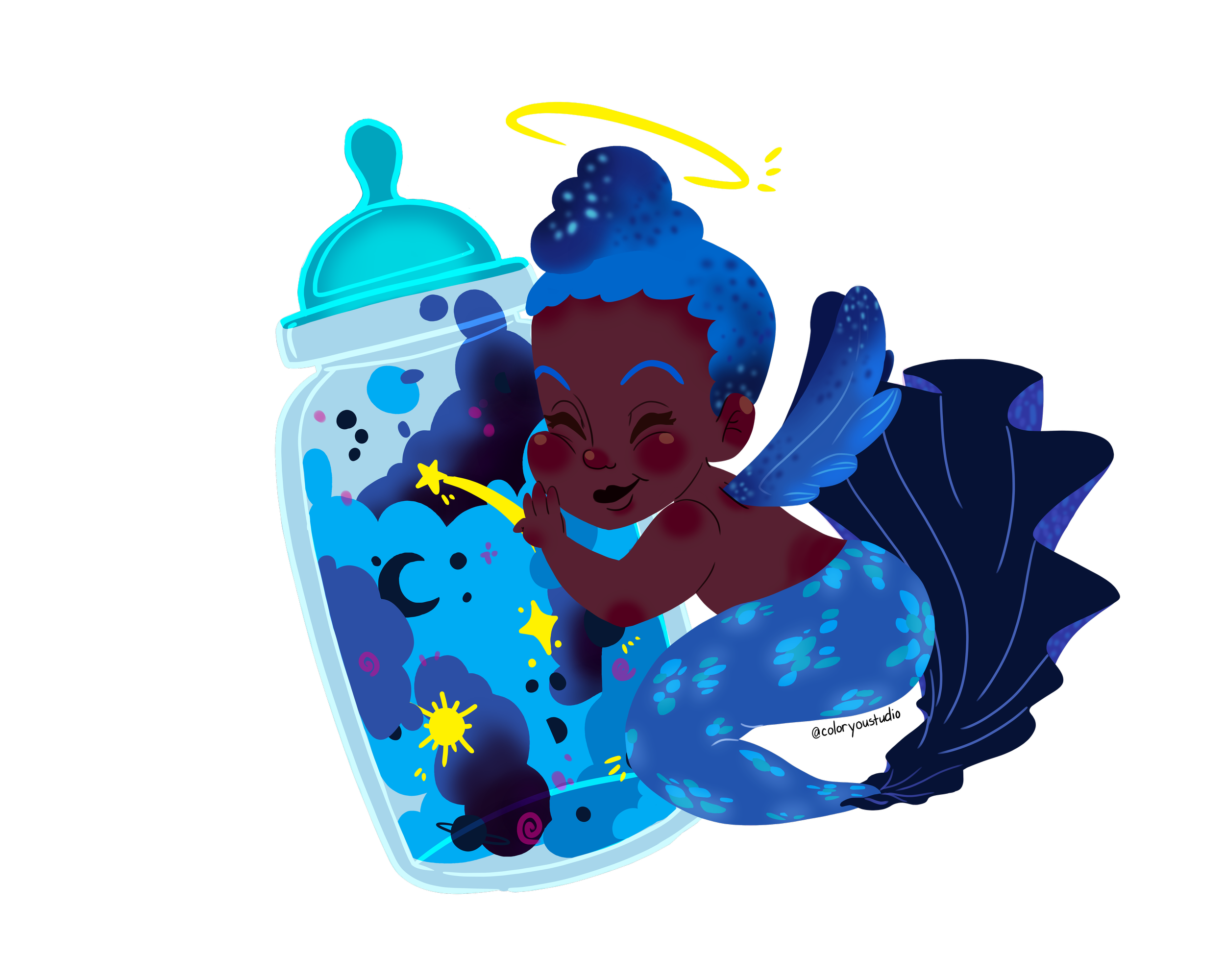 mermaid and her bottle.png