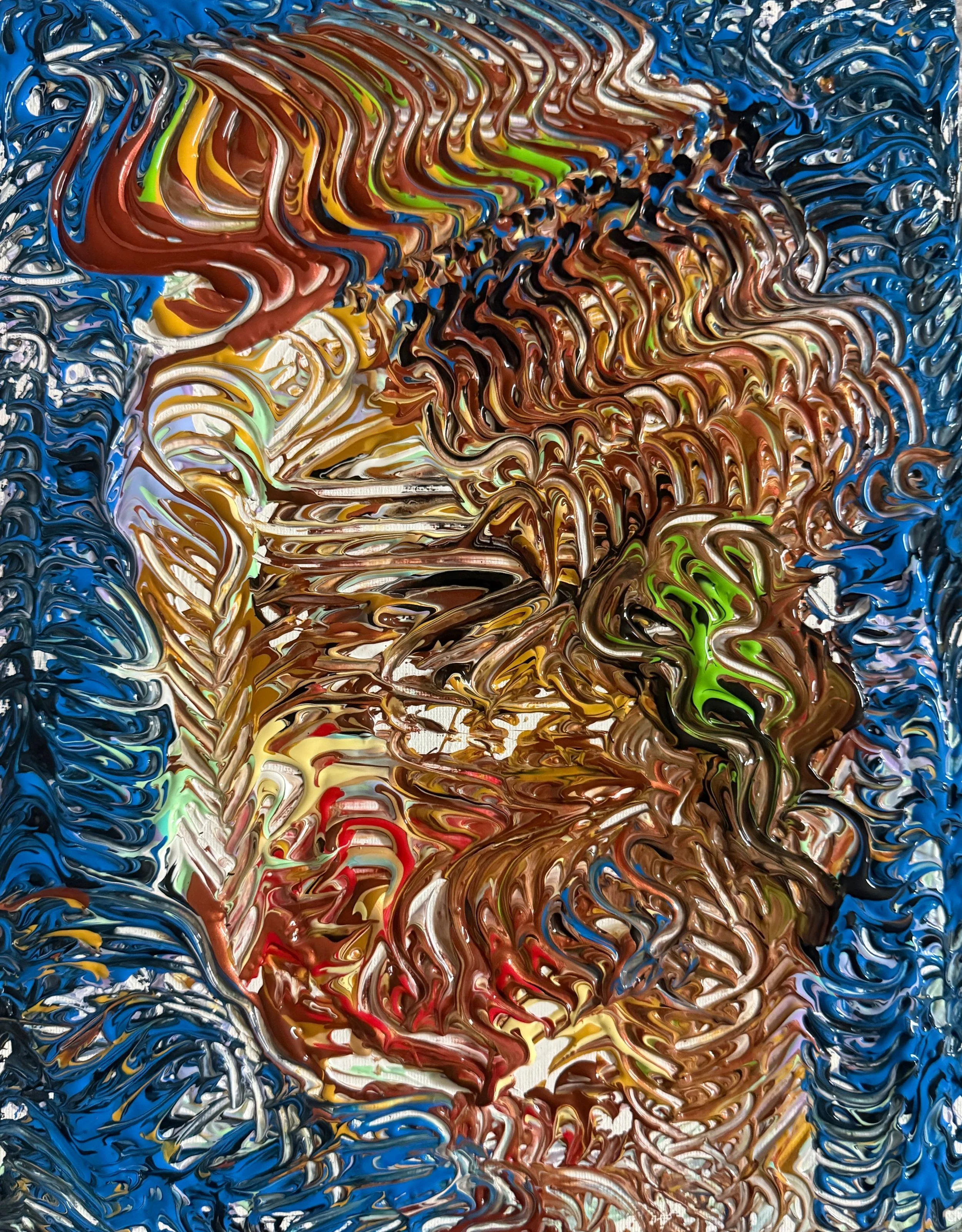 "Fingerwaves", 9in x 12in acrylic on stretched canvas, 2025