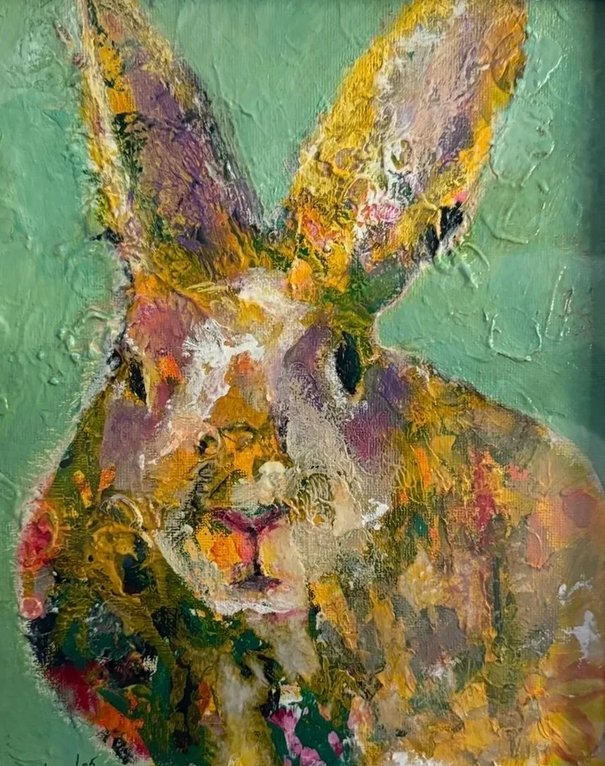 "Bunny Anais", 8in x 10in acrylic/mixed media 120lb W/C paper, 2025