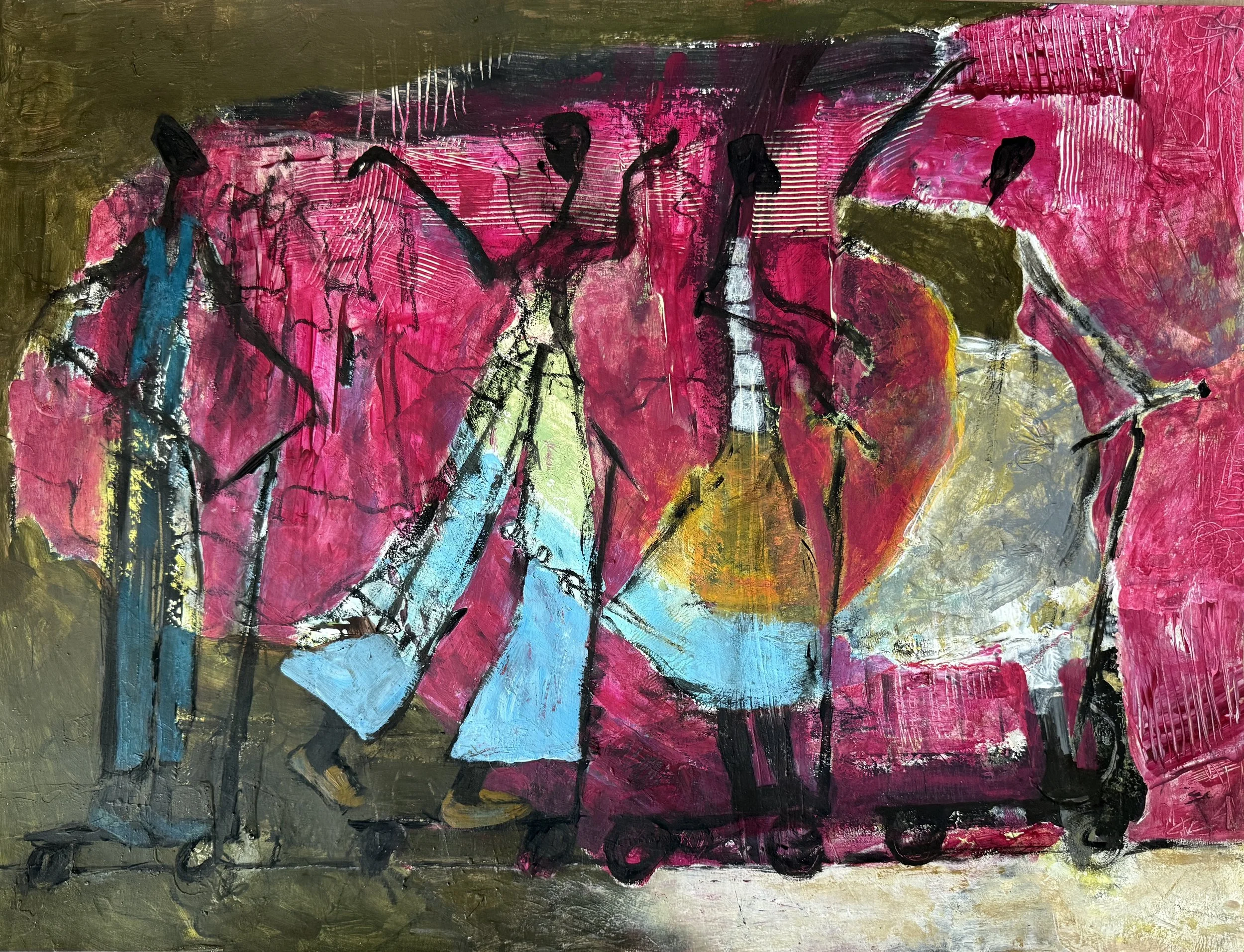 "Deeeelightful", 24in x 18in acrylic on 140lb W/C paper, 2026