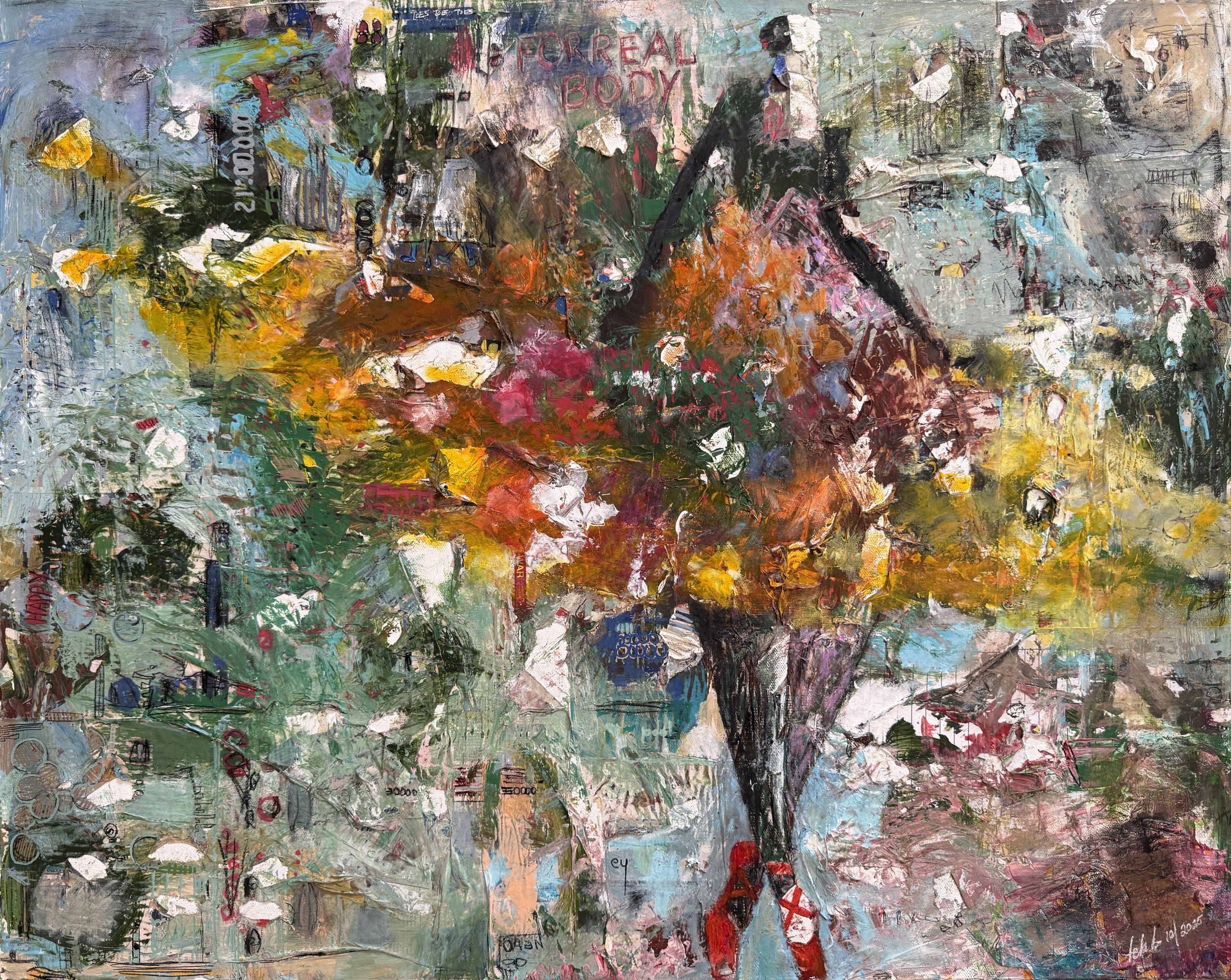 "Ballerina", 18in x 24in acrylic/mixed media on 140lb W/C paper, 2025