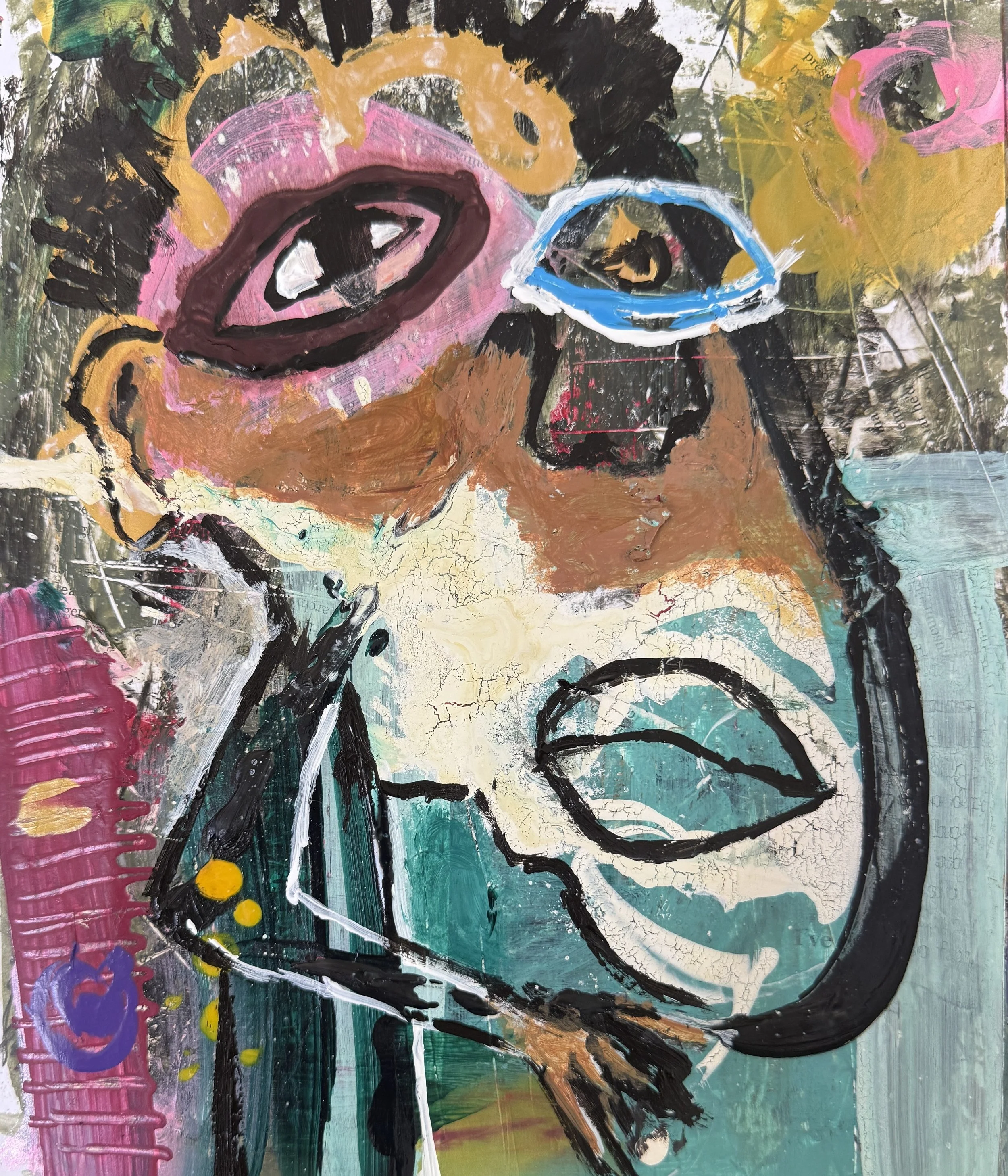 "Hacker", 8in x 10in acrylic on 120lb W/C paper, 2026