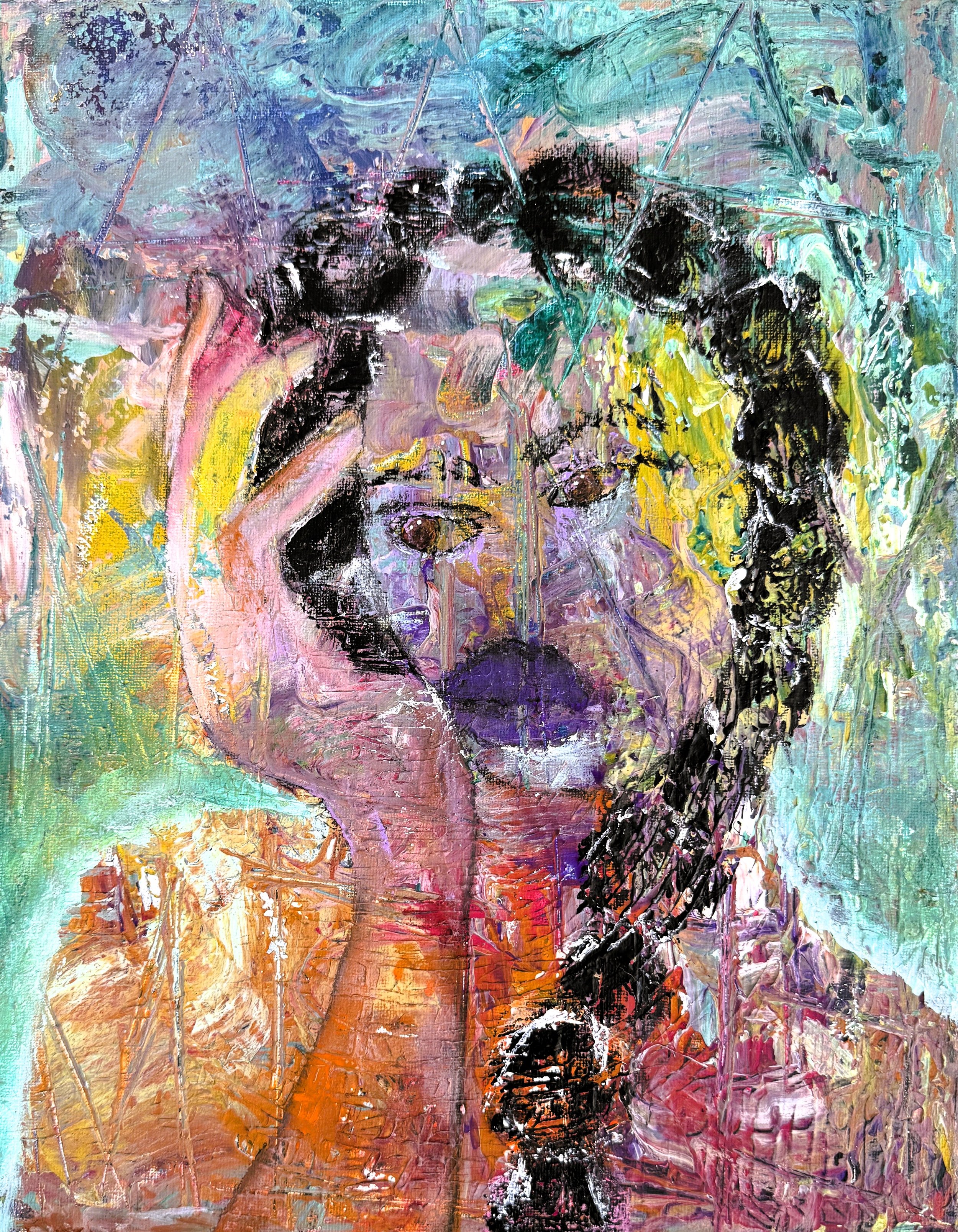 "Salvia", 8in x 10in acrylic on 140lb W/C paper, 2026