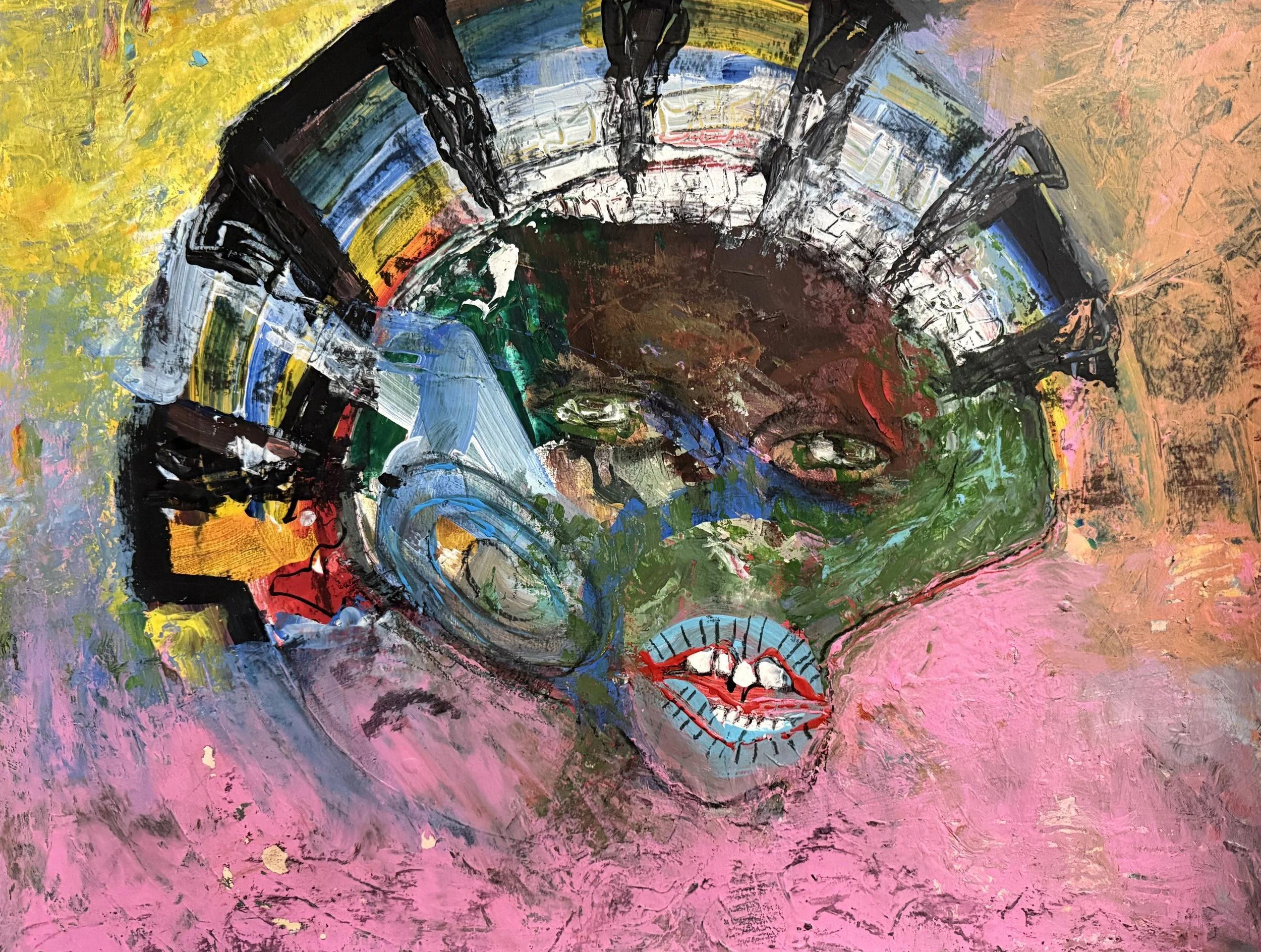 "Matriarch", 18in x 24in acrylic/mixed media on 140lb W/C paper, 2025