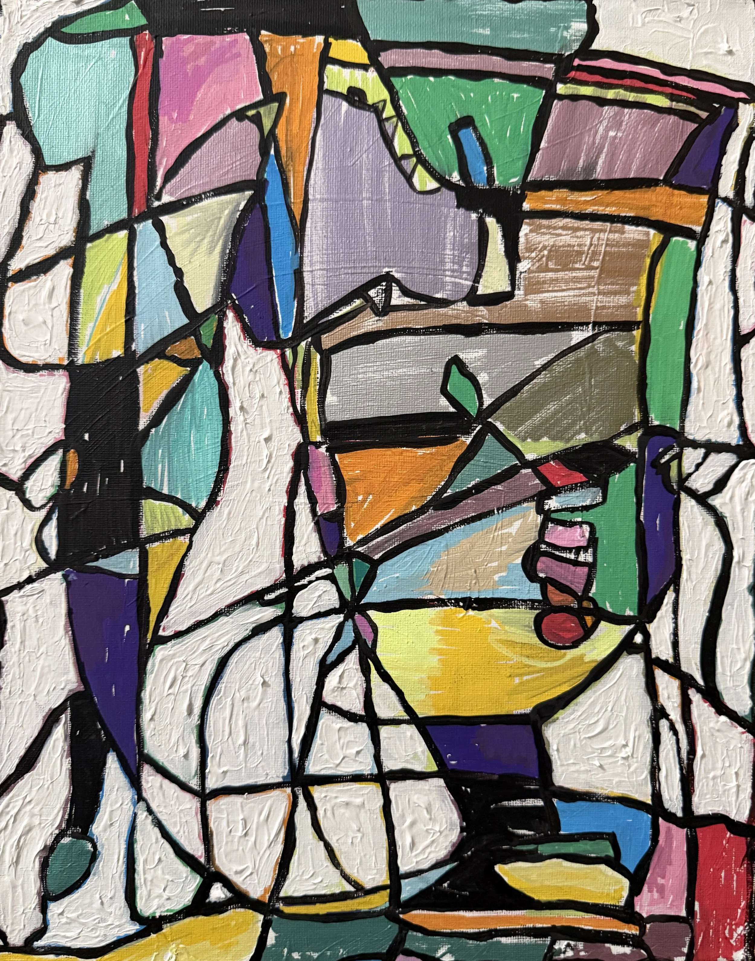 "Tight-Lipped", 9in x 12in acrylic on stretched canvas, 2025
